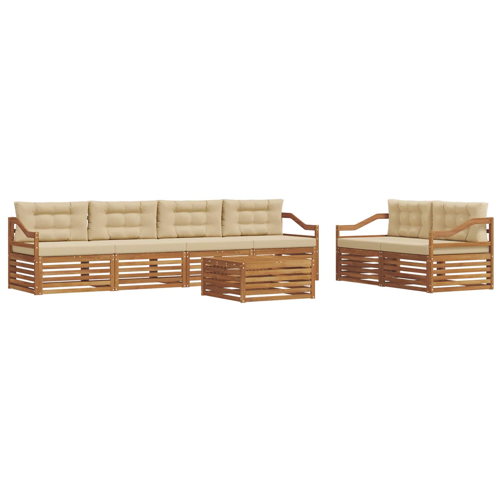 Outdoor-Sofagarnitur 7 stk. Natur und Beige
