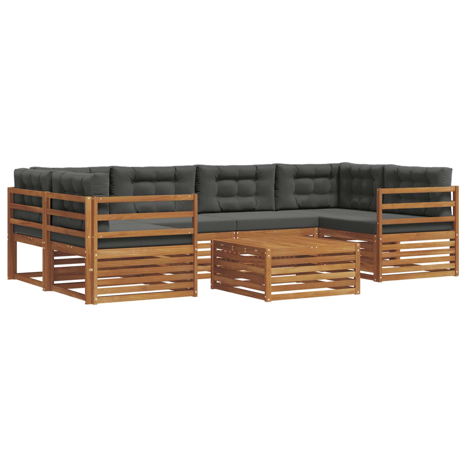 Outdoor-Sofagarnitur mit Kissen 7 pcs Natur und Anthrazit