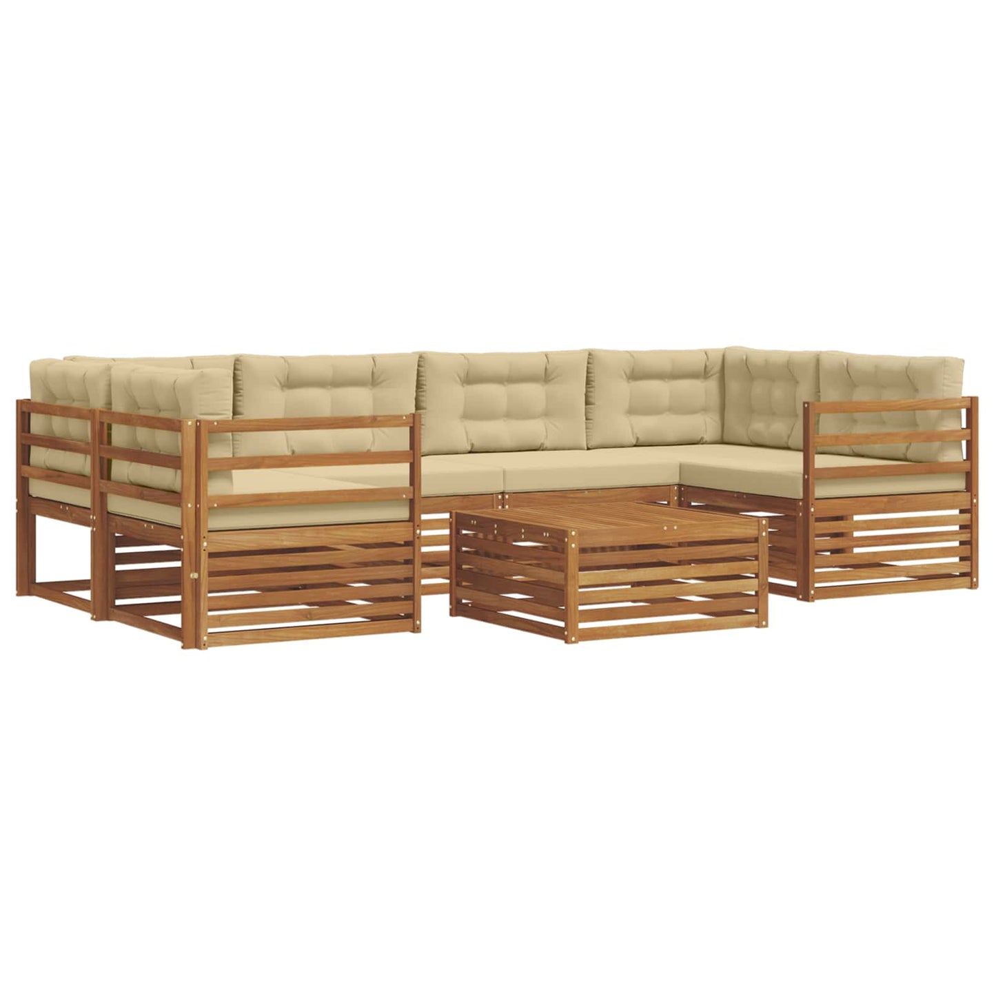 Outdoor-Sofagarnitur mit Kissen 7 pcs Natur und Beige