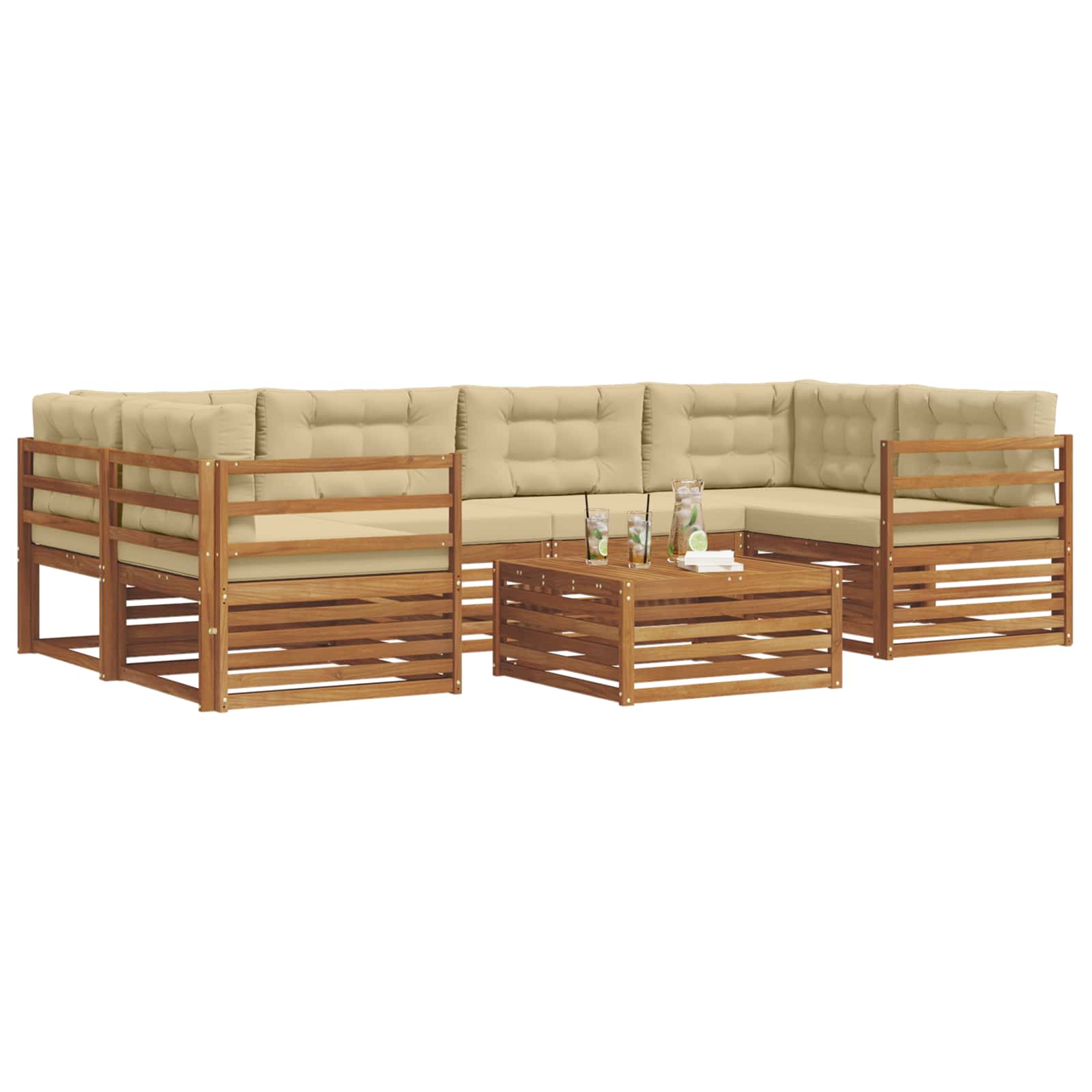 Outdoor-Sofagarnitur mit Kissen 7 pcs Natur und Beige