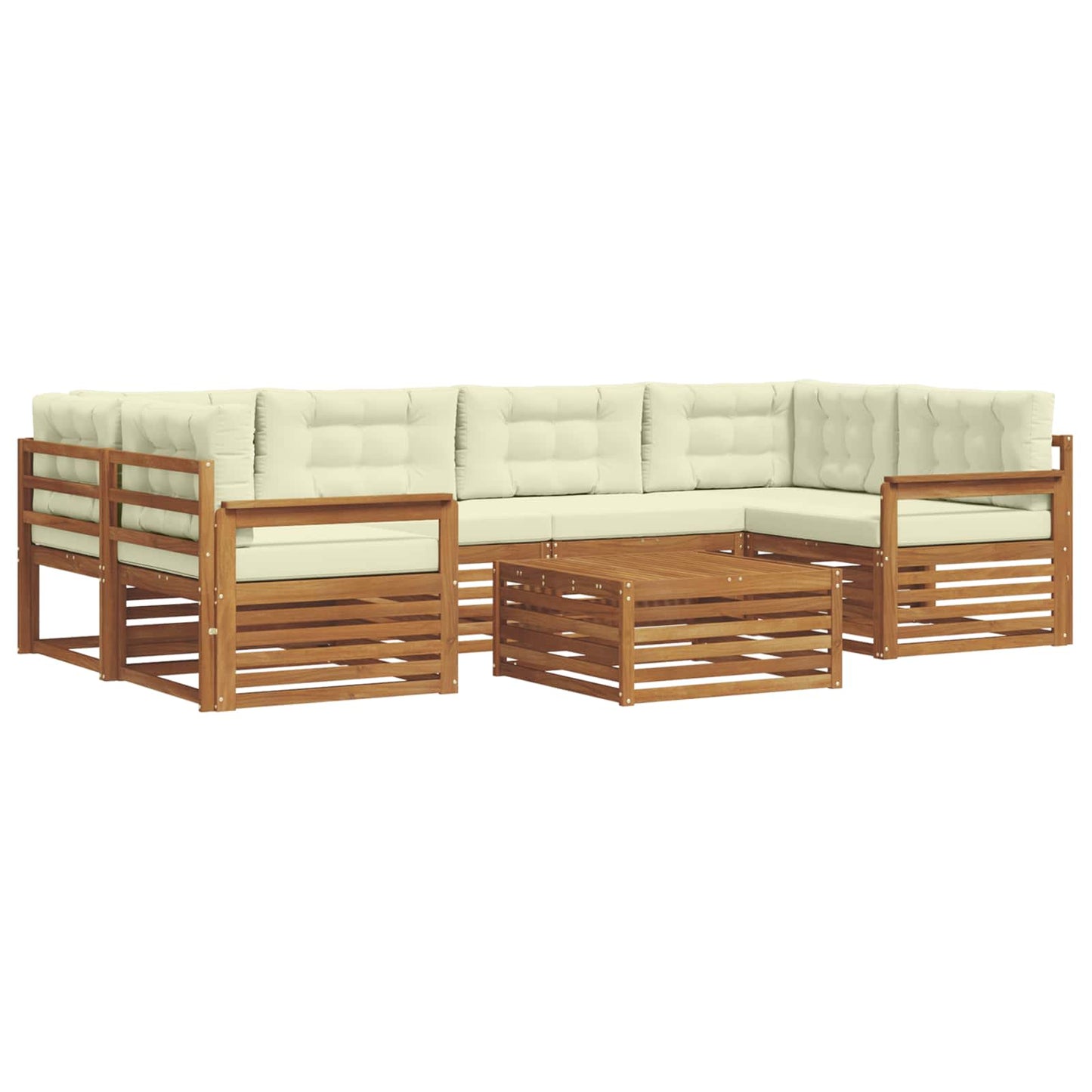 Outdoor-Sofagarnitur mit Kissen 7 pcs Natur und Creme