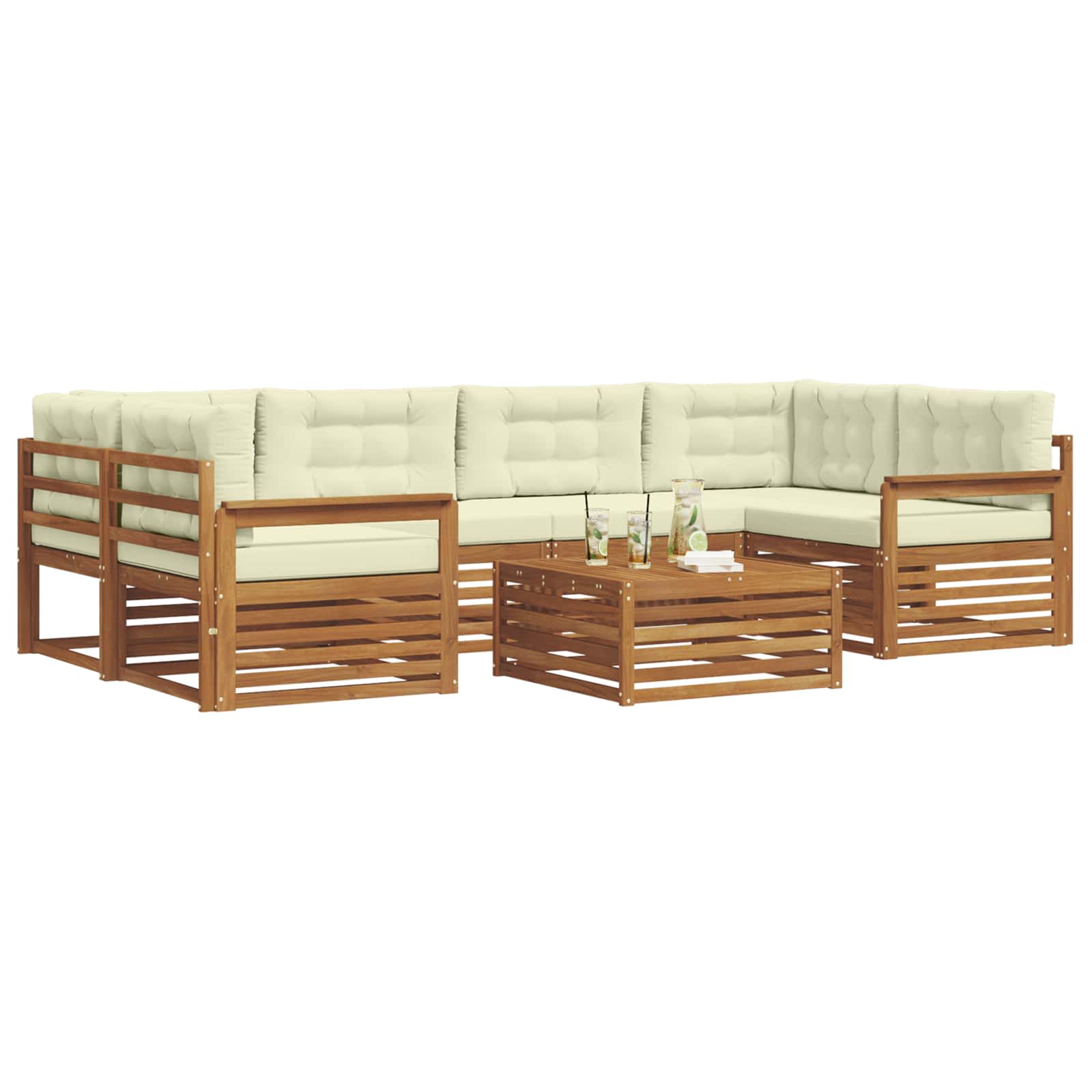 Outdoor-Sofagarnitur mit Kissen 7 pcs Natur und Creme
