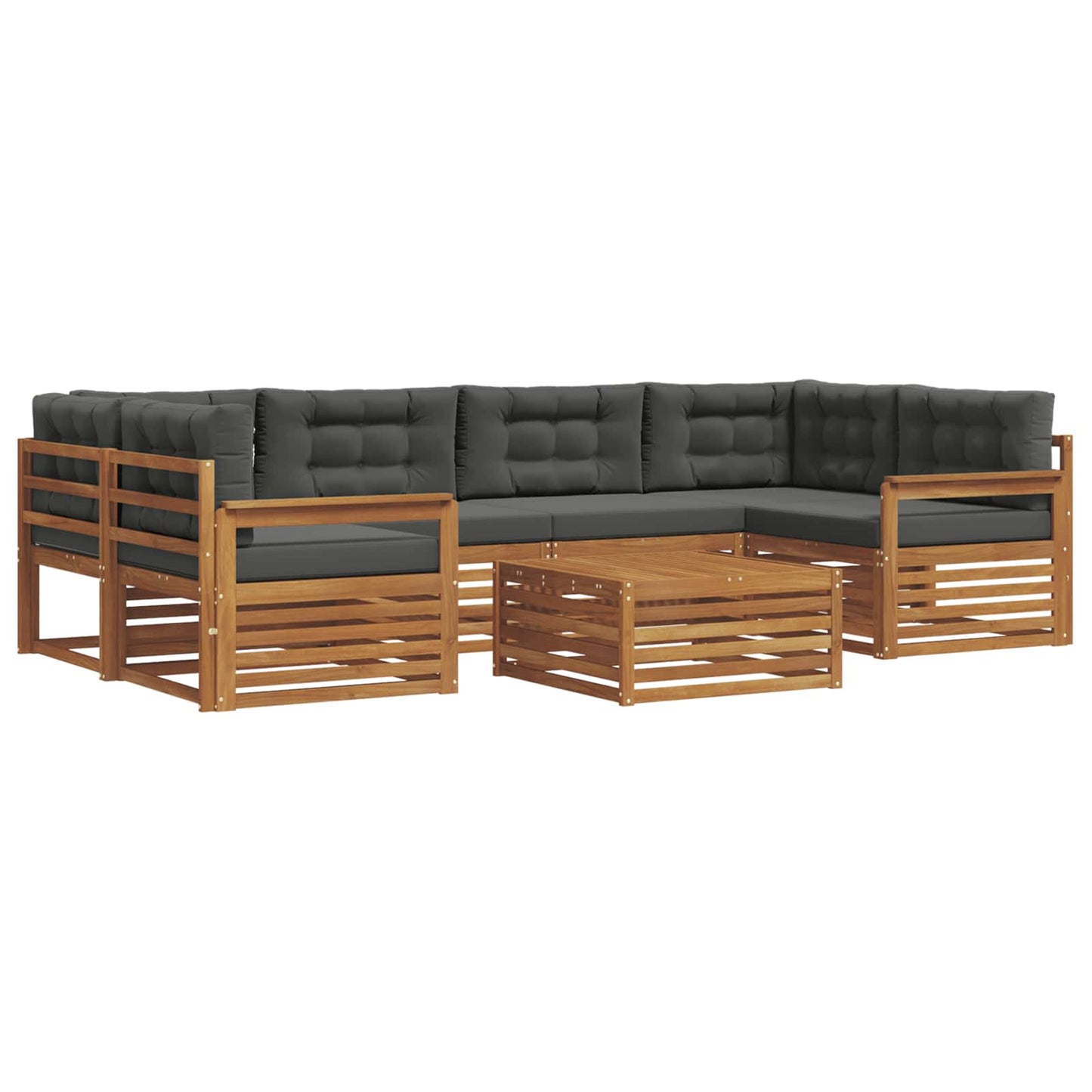 Outdoor-Sofagarnitur mit Kissen 7 pcs Natur und Anthrazit