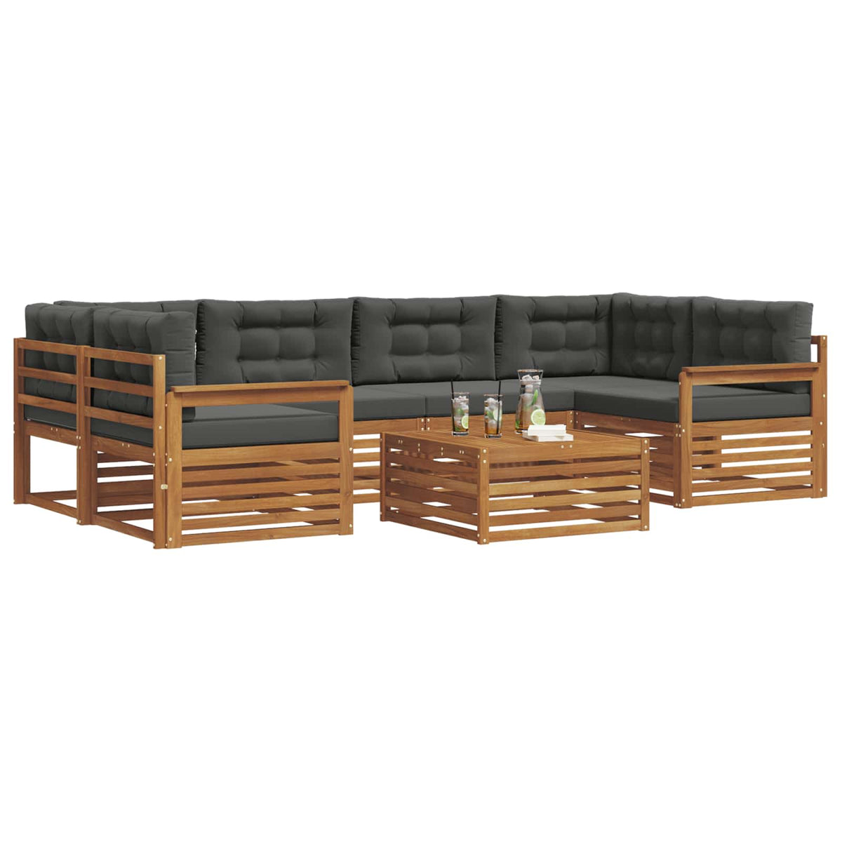 Outdoor-Sofagarnitur 7 stk. Natur und Anthrazit