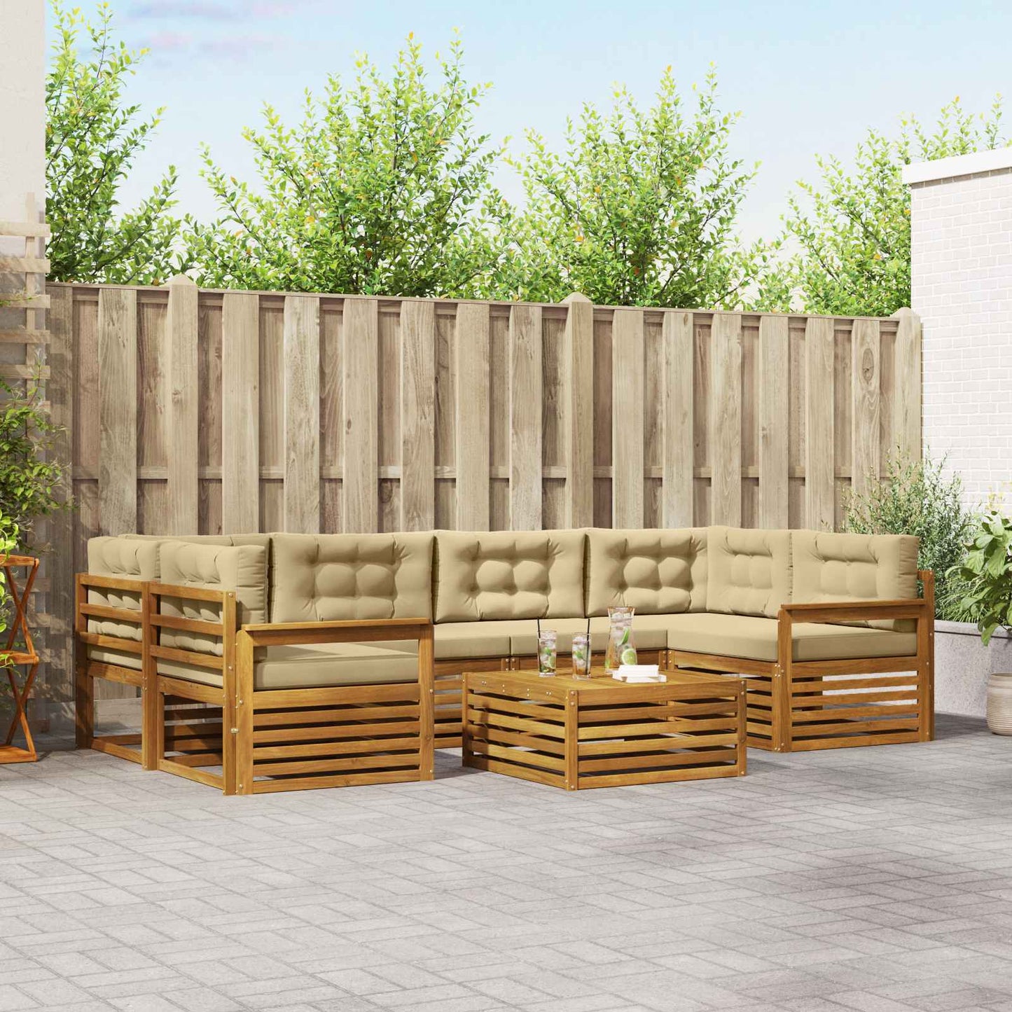 Outdoor-Sofagarnitur 7 pcs Natur und Beige