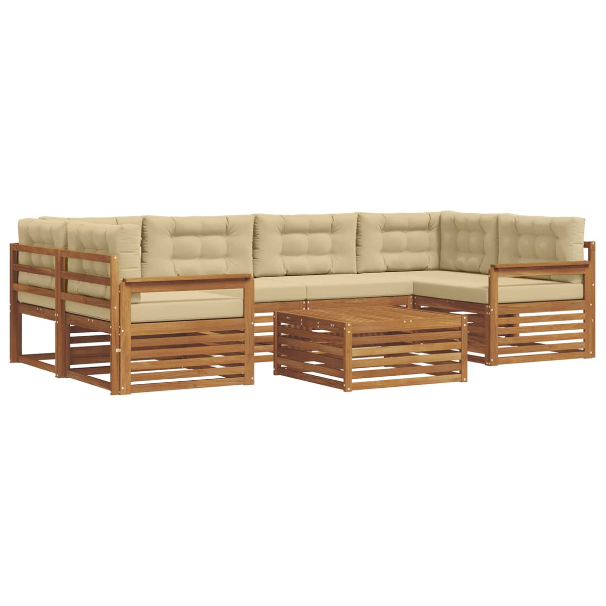 Outdoor-Sofagarnitur 7 stk. Natur und Beige