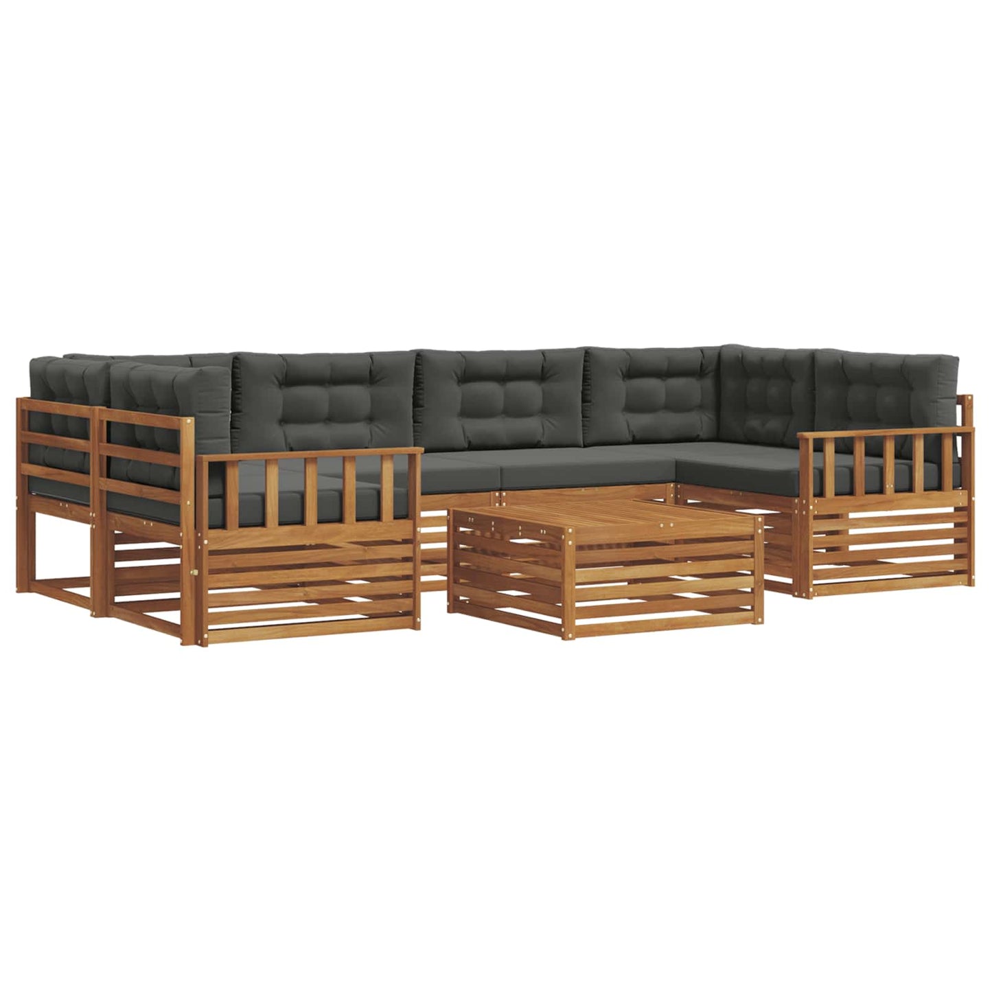 Outdoor-Sofagarnitur mit Kissen 7 pcs Natur und Anthrazit