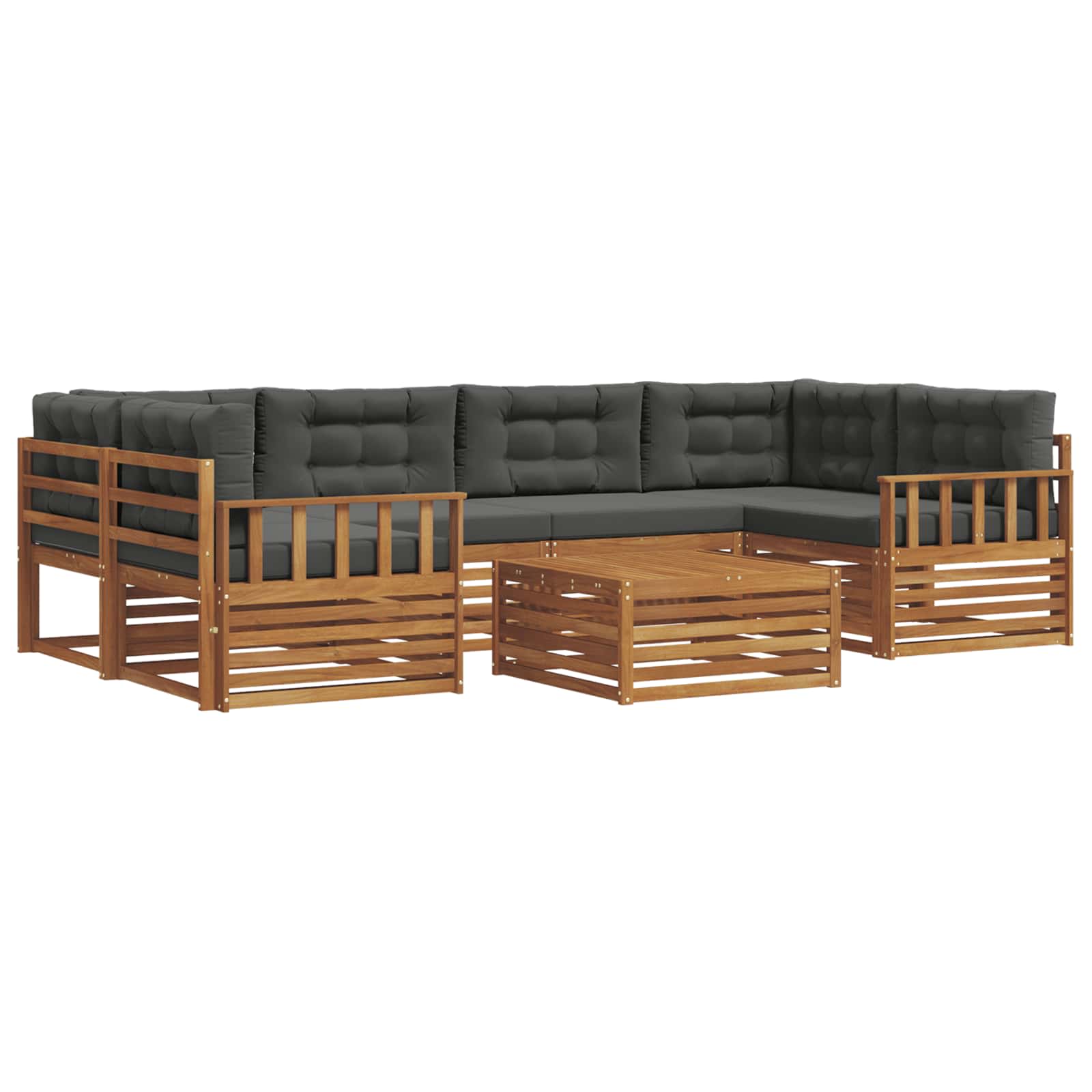 Outdoor-Sofagarnitur mit Kissen 7 pcs Natur und Anthrazit
