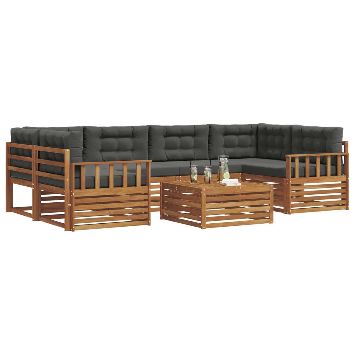 Outdoor-Sofagarnitur 7 stk. Natur und Anthrazit