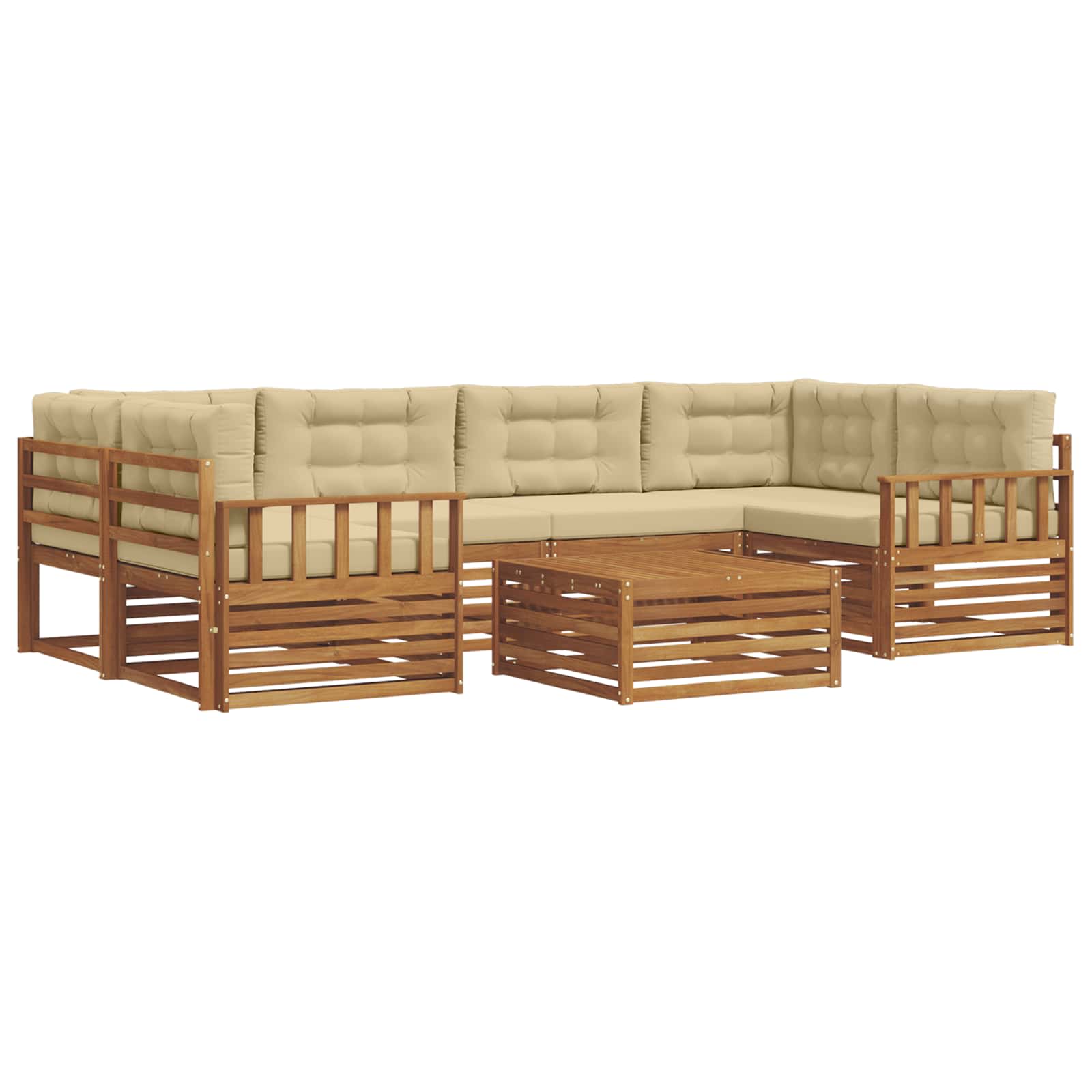 Outdoor-Sofagarnitur mit Kissen 7 pcs Natur und Beige