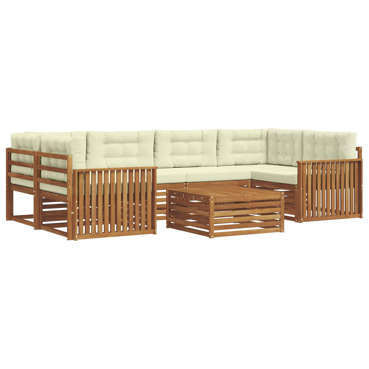 Outdoor-Sofagarnitur 7 stk. Natur und Creme
