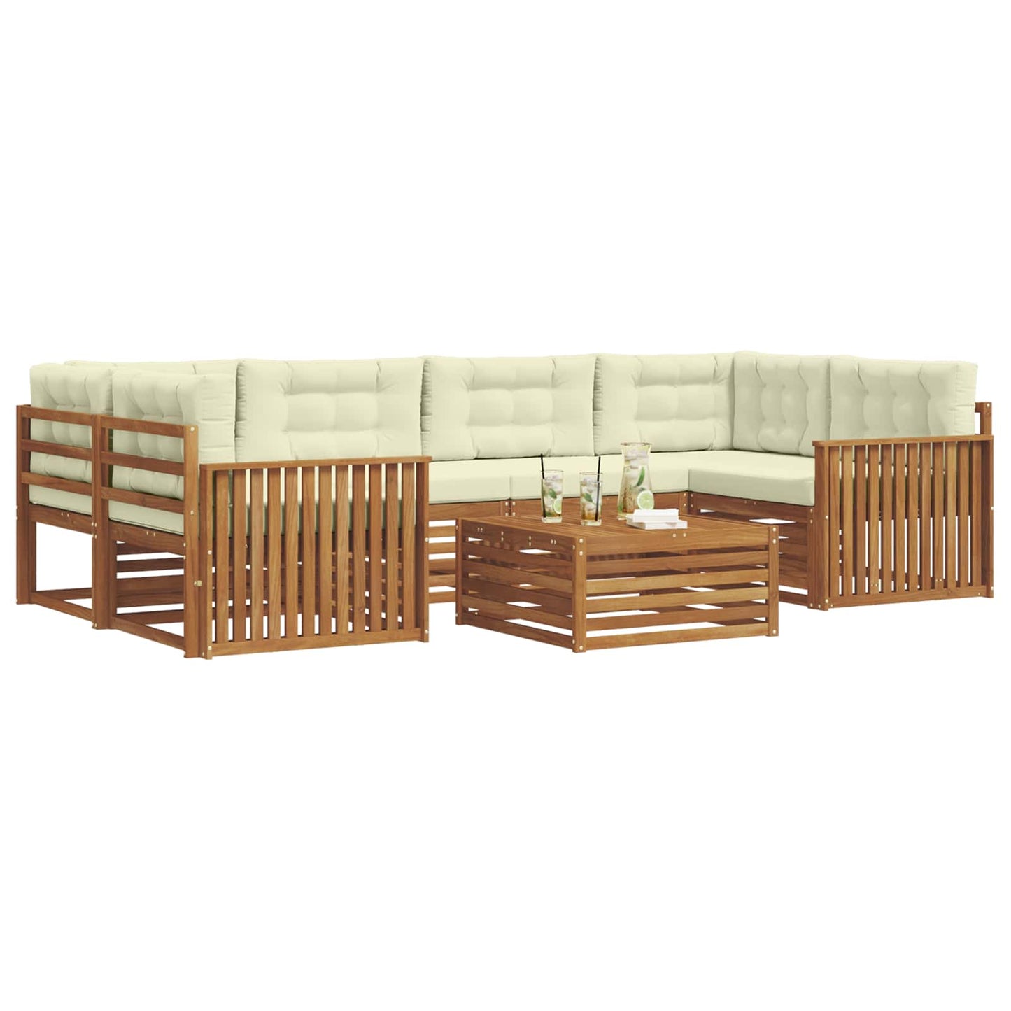 Outdoor-Sofagarnitur mit Kissen 7 pcs Natur und Creme