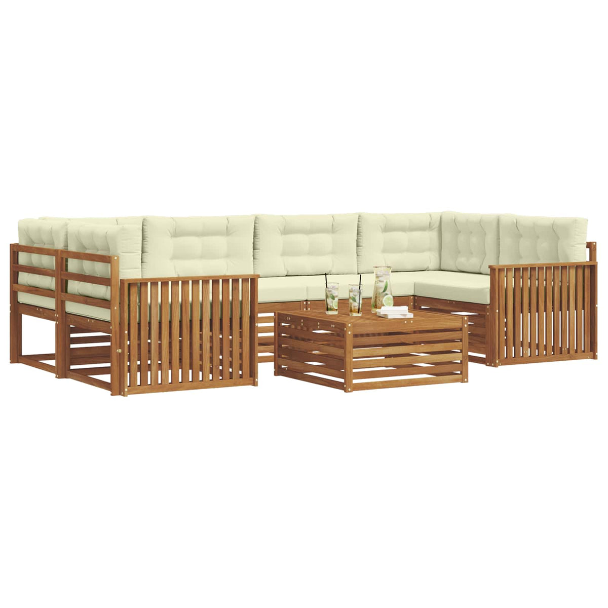 Outdoor-Sofagarnitur 7 stk. Natur und Creme