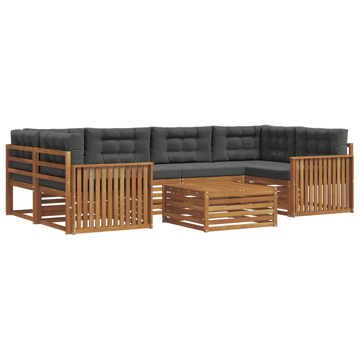 Outdoor-Sofagarnitur 7 stk. Natur und Anthrazit