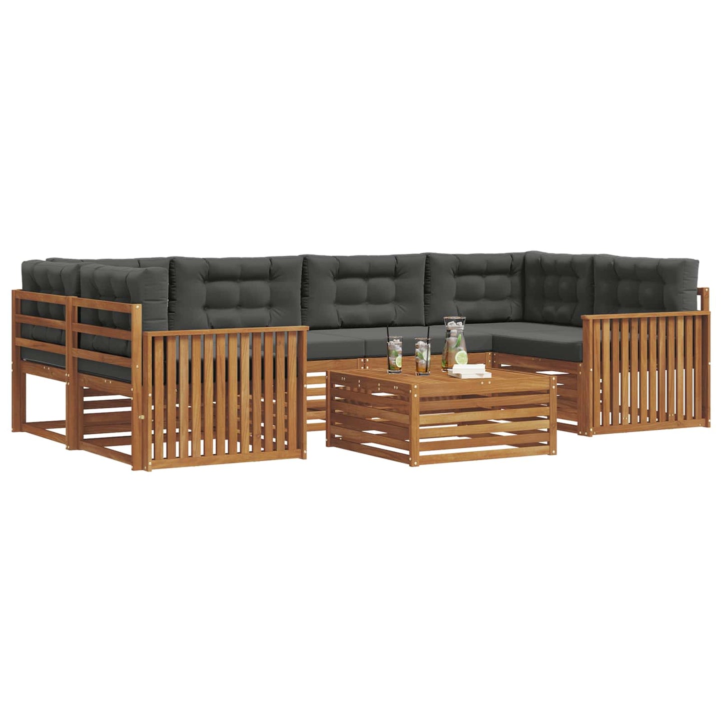Outdoor-Sofagarnitur mit Kissen 7 pcs Natur und Anthrazit