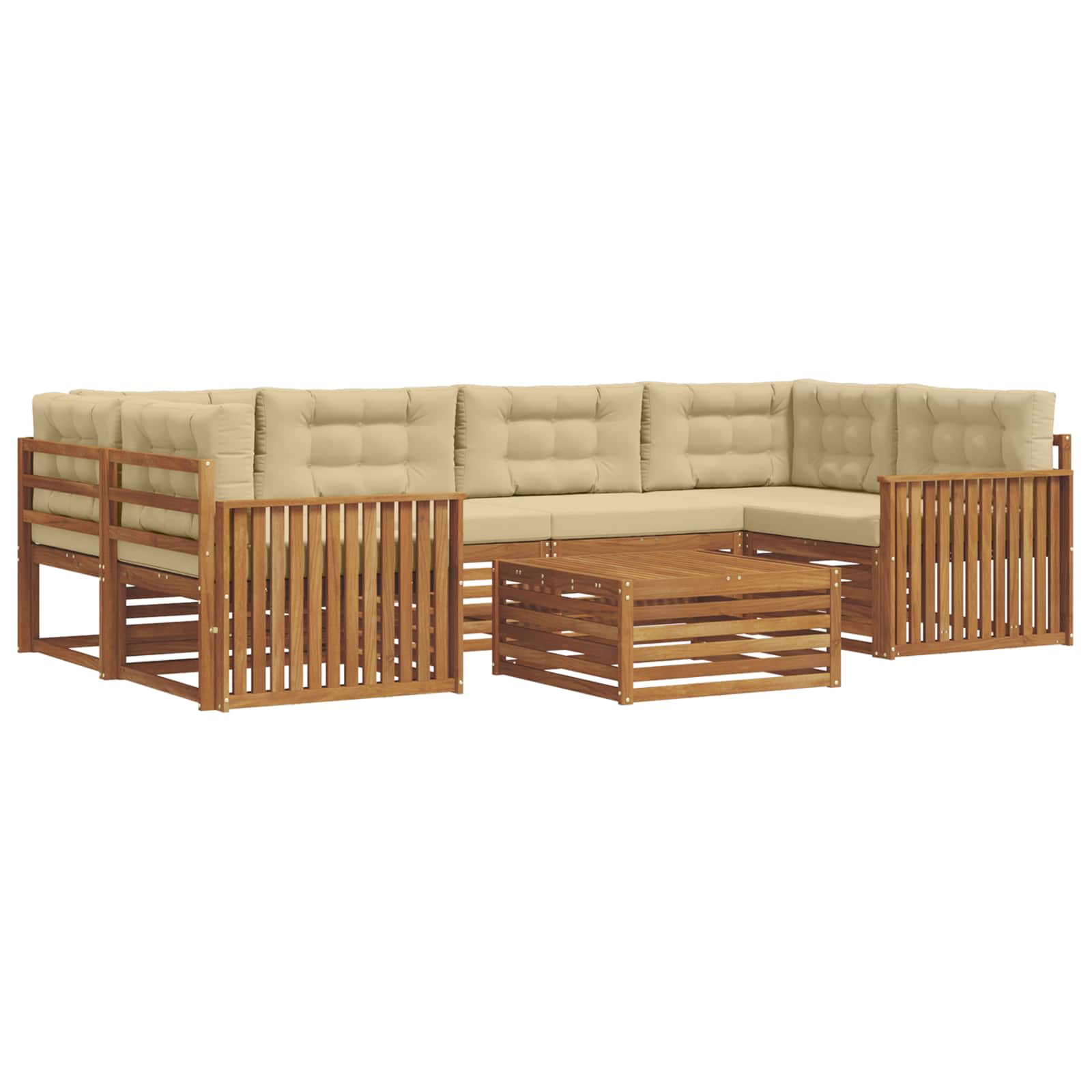 Outdoor-Sofagarnitur mit Kissen 7 pcs Natur und Beige