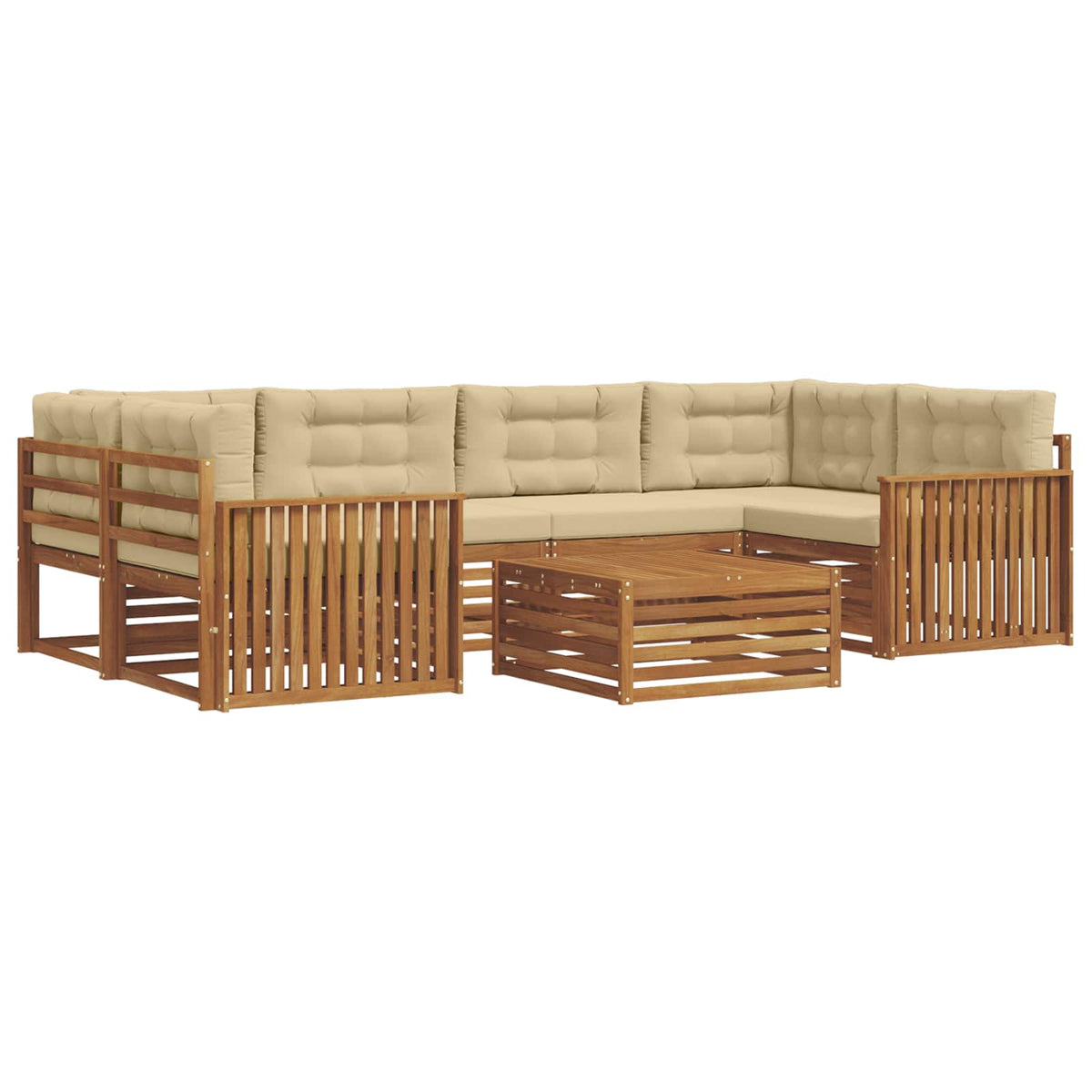 Outdoor-Sofagarnitur 7 stk. Natur und Beige