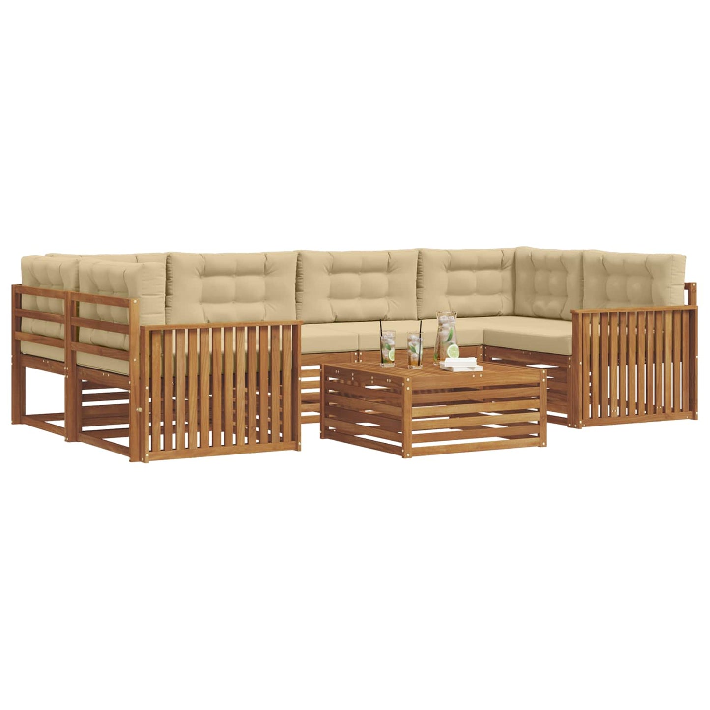 Outdoor-Sofagarnitur mit Kissen 7 pcs Natur und Beige