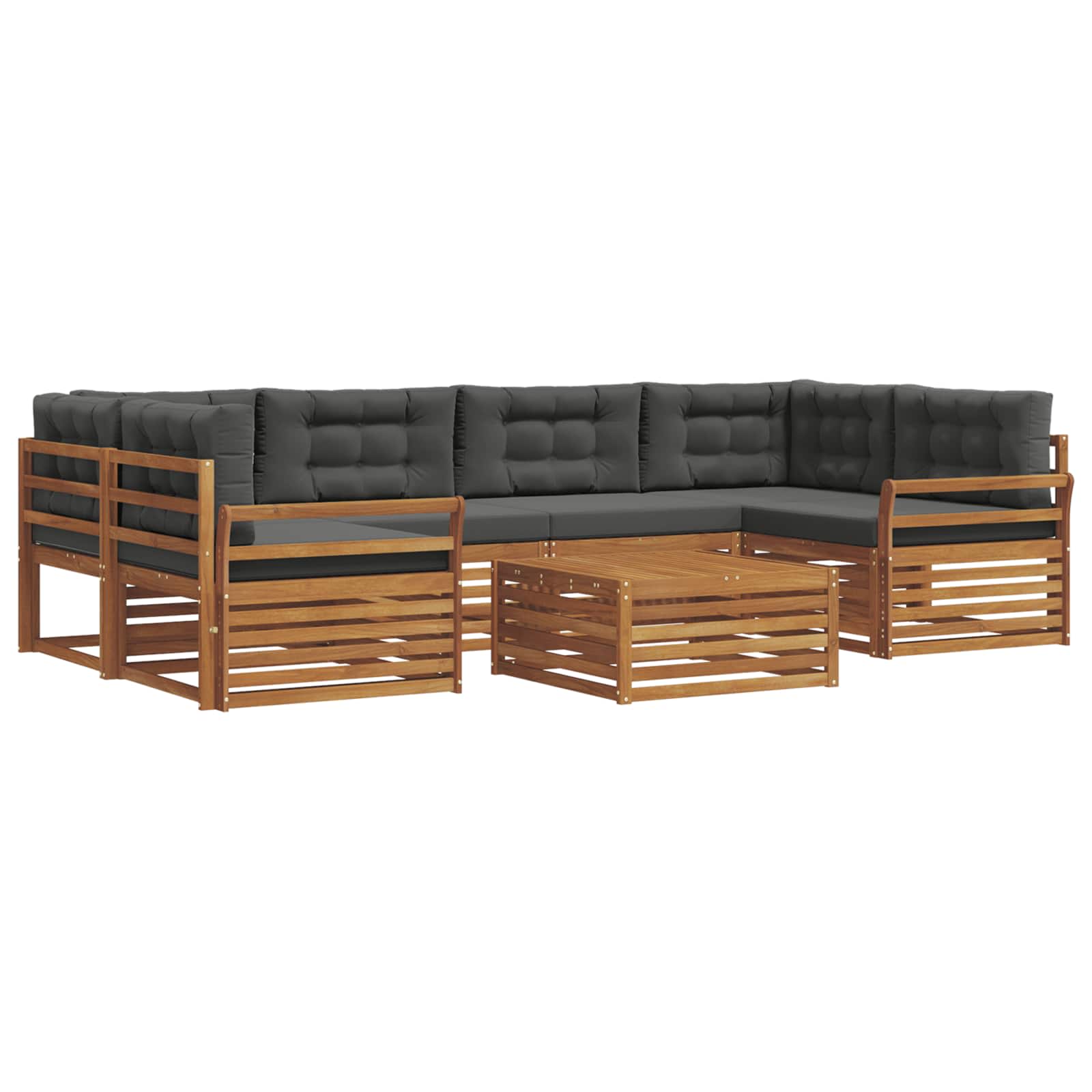 Outdoor-Sofagarnitur mit Kissen 7 pcs Natur und Anthrazit