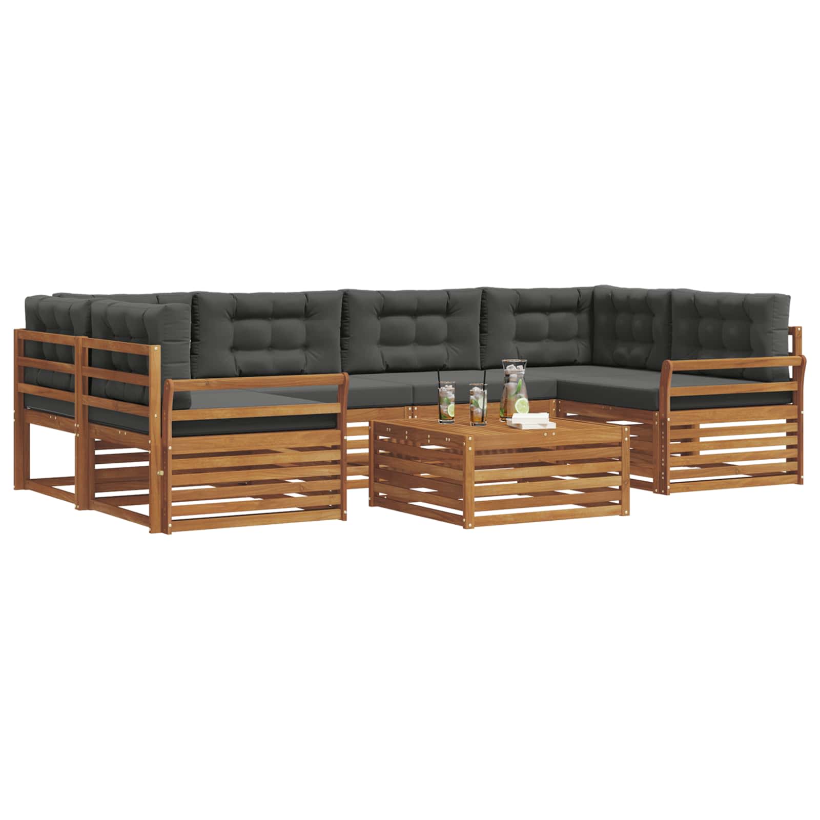 Outdoor-Sofagarnitur mit Kissen 7 pcs Natur und Anthrazit