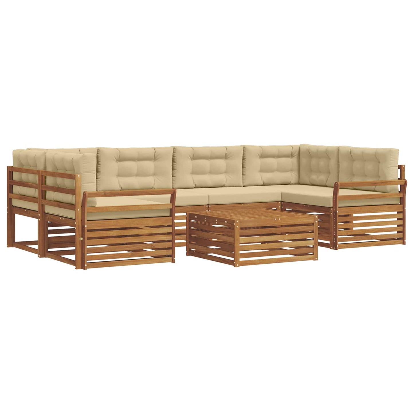 Outdoor-Sofagarnitur mit Kissen 7 pcs Natur und Beige