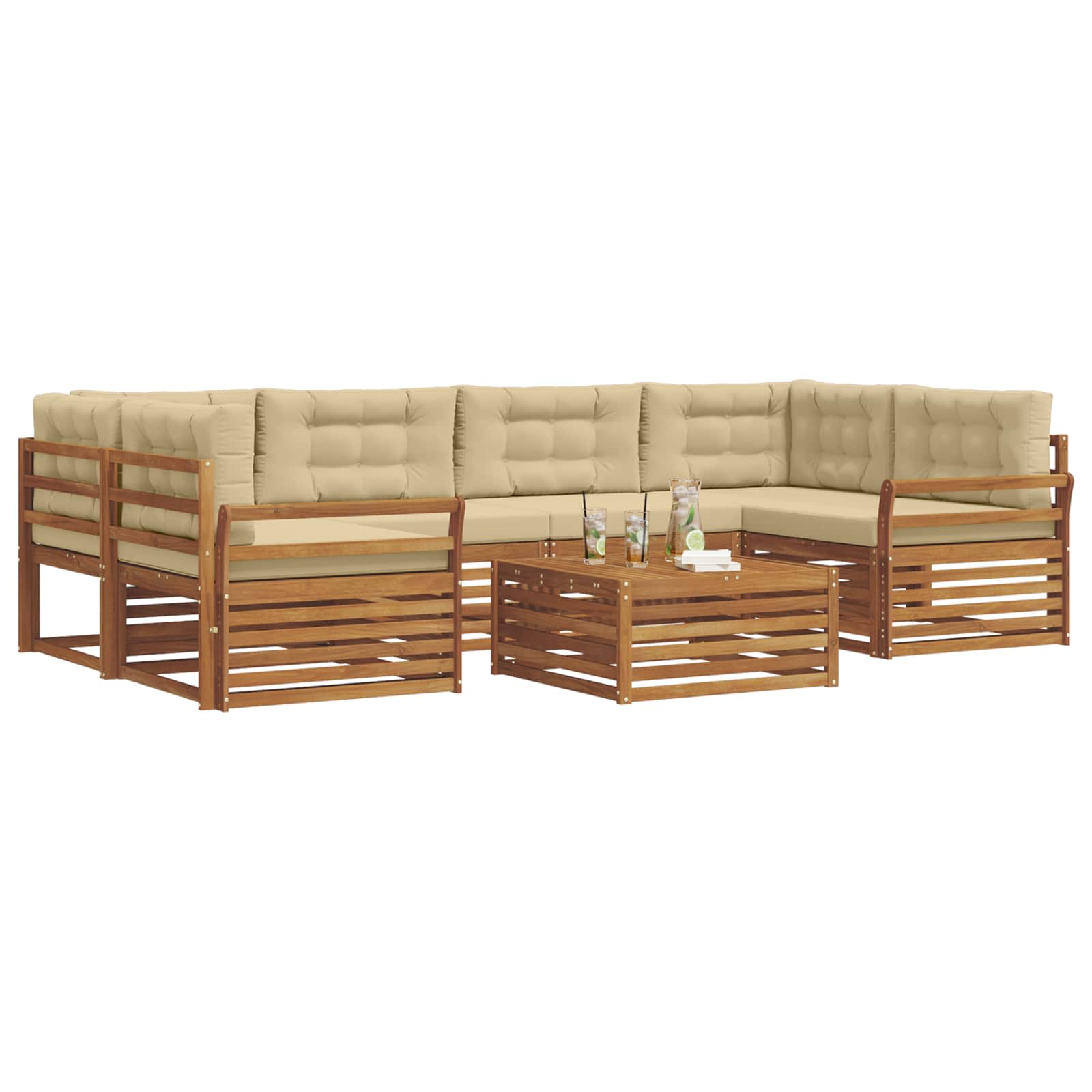 Outdoor-Sofagarnitur mit Kissen 7 pcs Natur und Beige