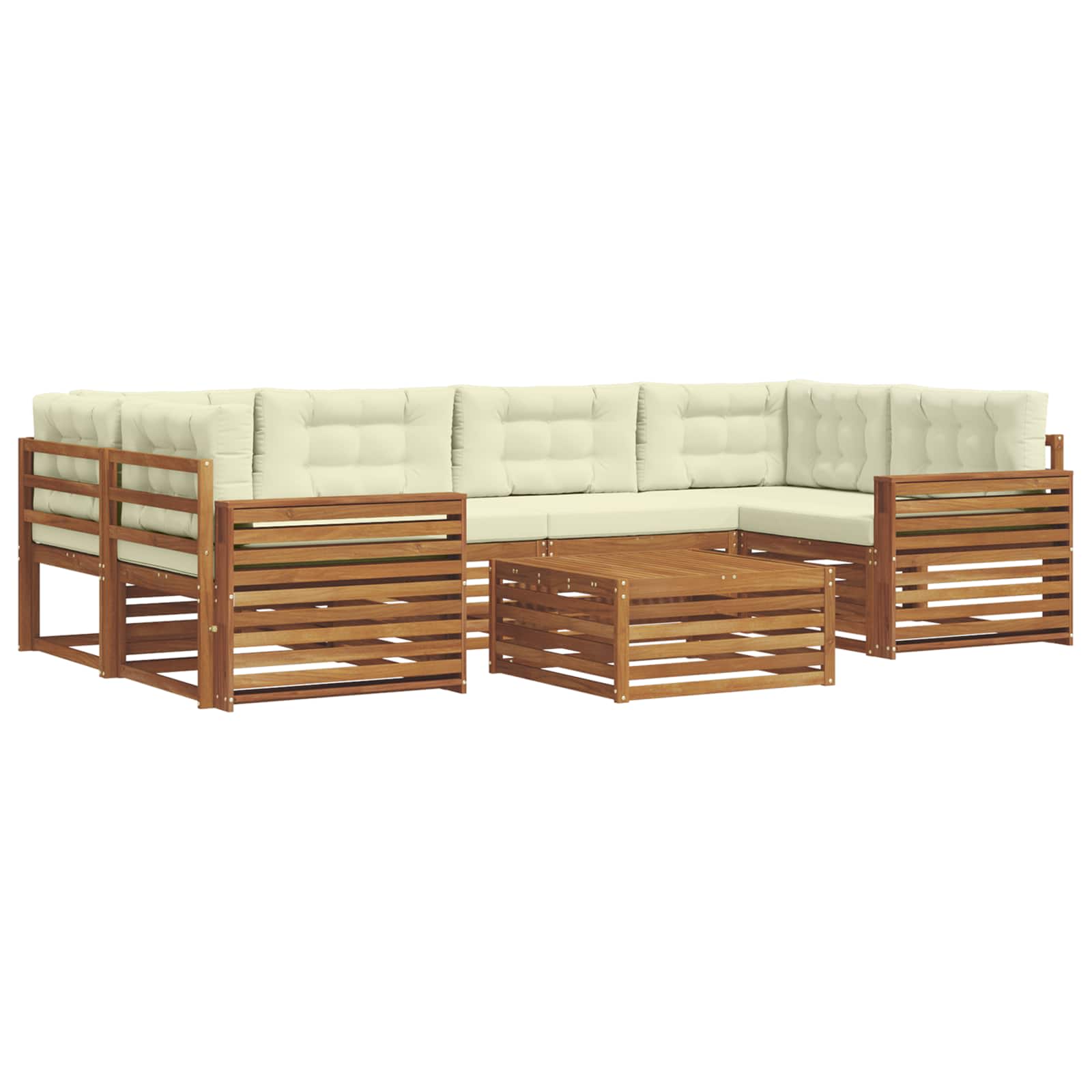 Outdoor-Sofagarnitur 7 stk. Natur und Creme