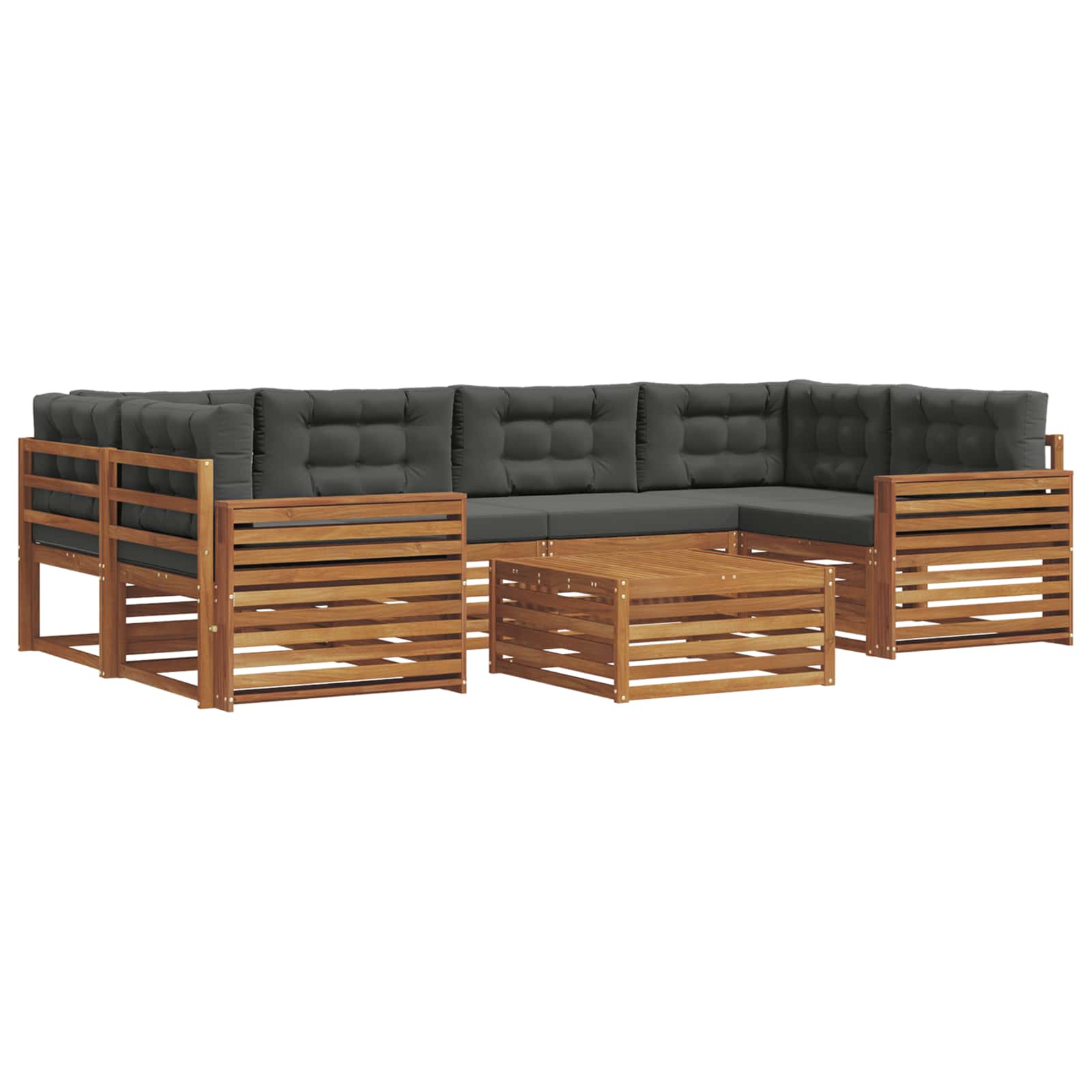 Outdoor-Sofagarnitur mit Kissen 7 pcs Natur und Anthrazit