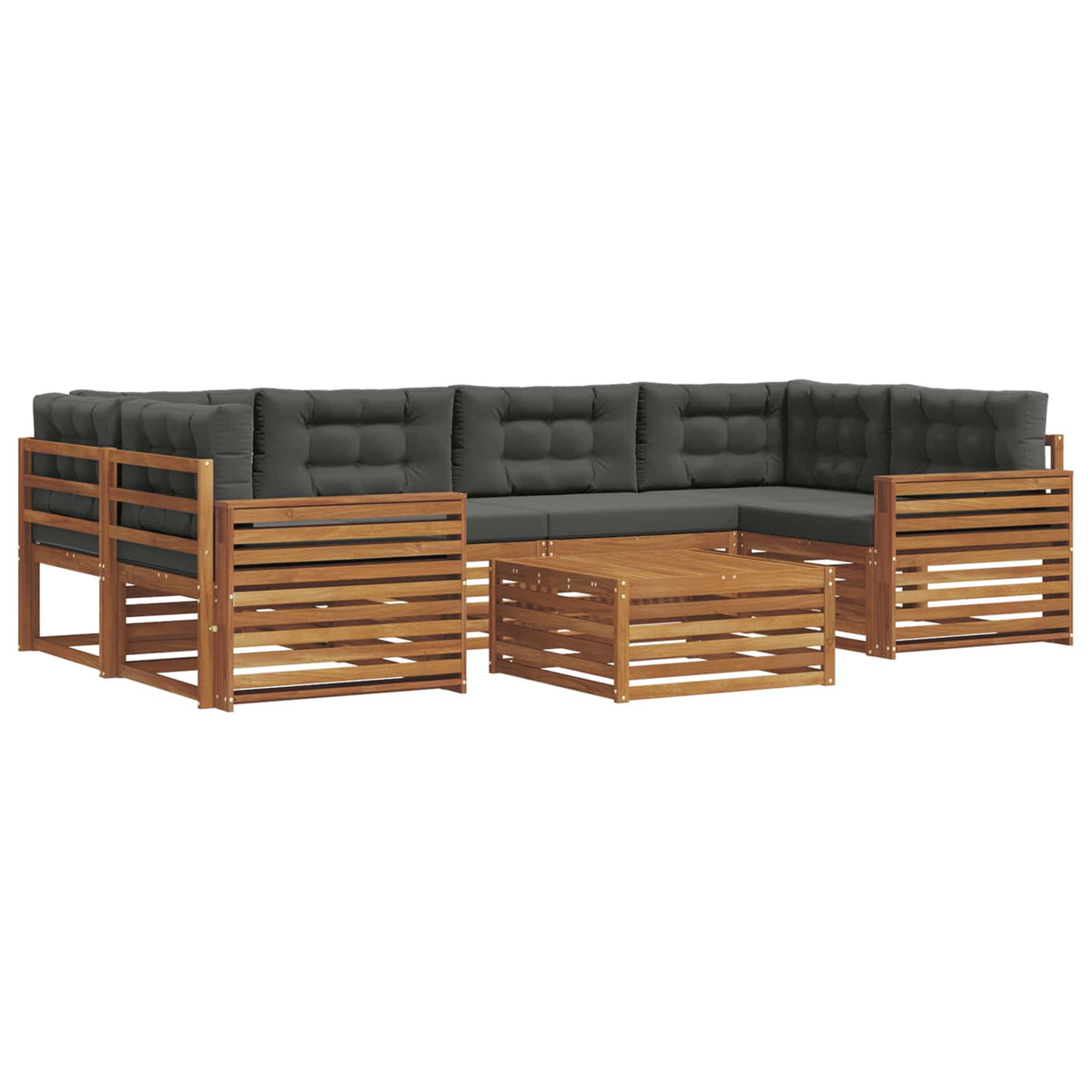 Outdoor-Sofagarnitur 7 stk. Natur und Anthrazit