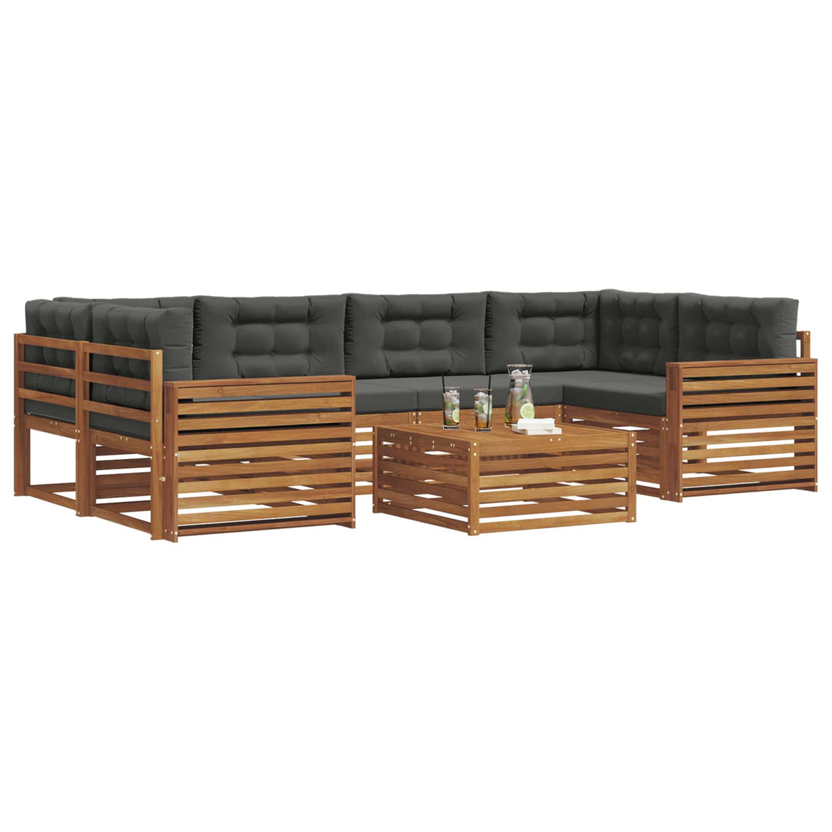Outdoor-Sofagarnitur 7 stk. Natur und Anthrazit