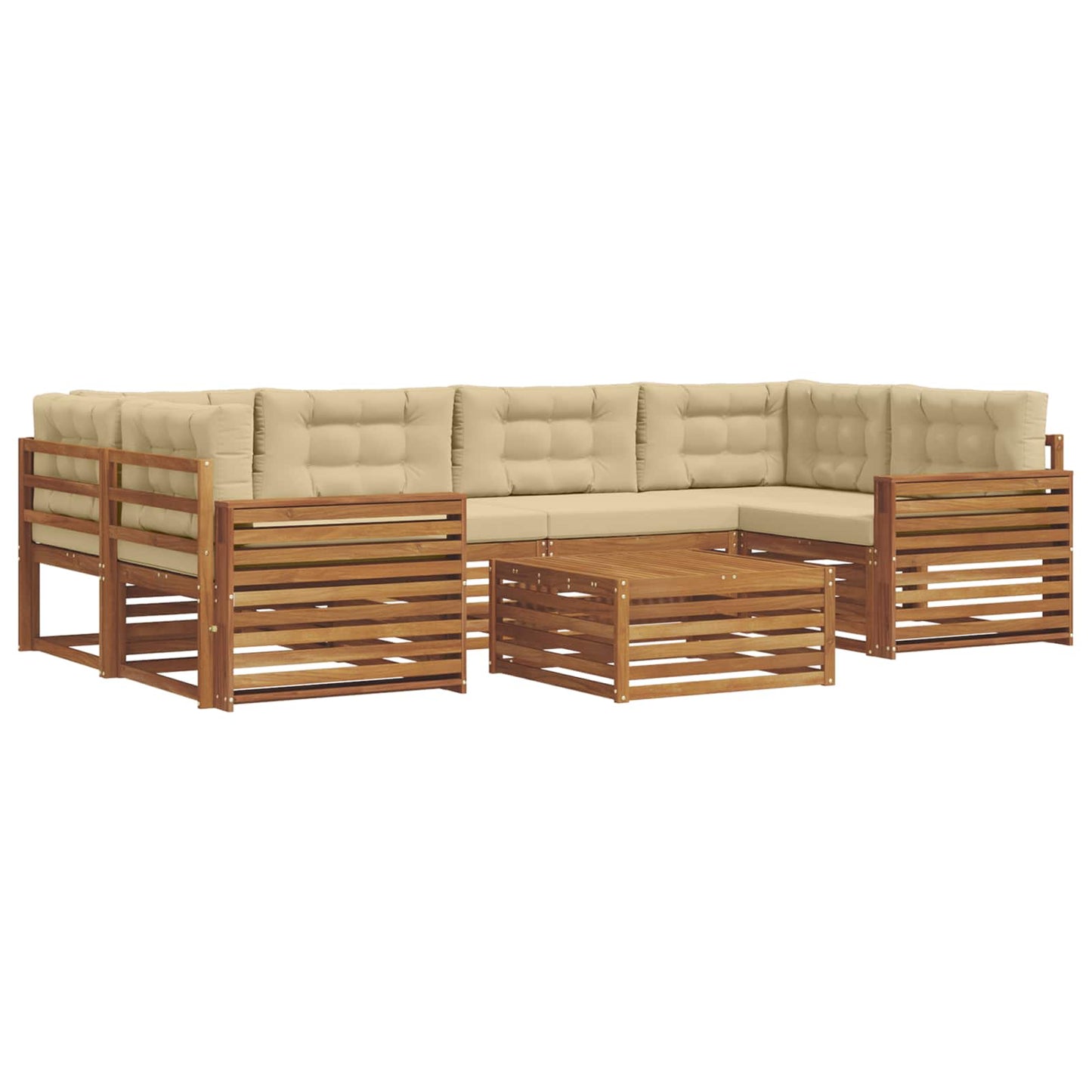 Outdoor-Sofagarnitur 7 stk. Natur und Beige