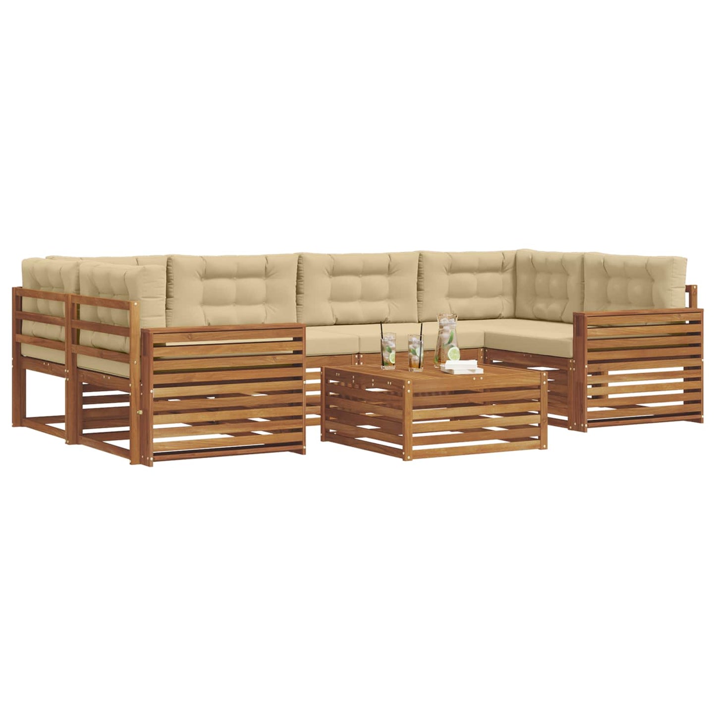 Outdoor-Sofagarnitur 7 stk. Natur und Beige