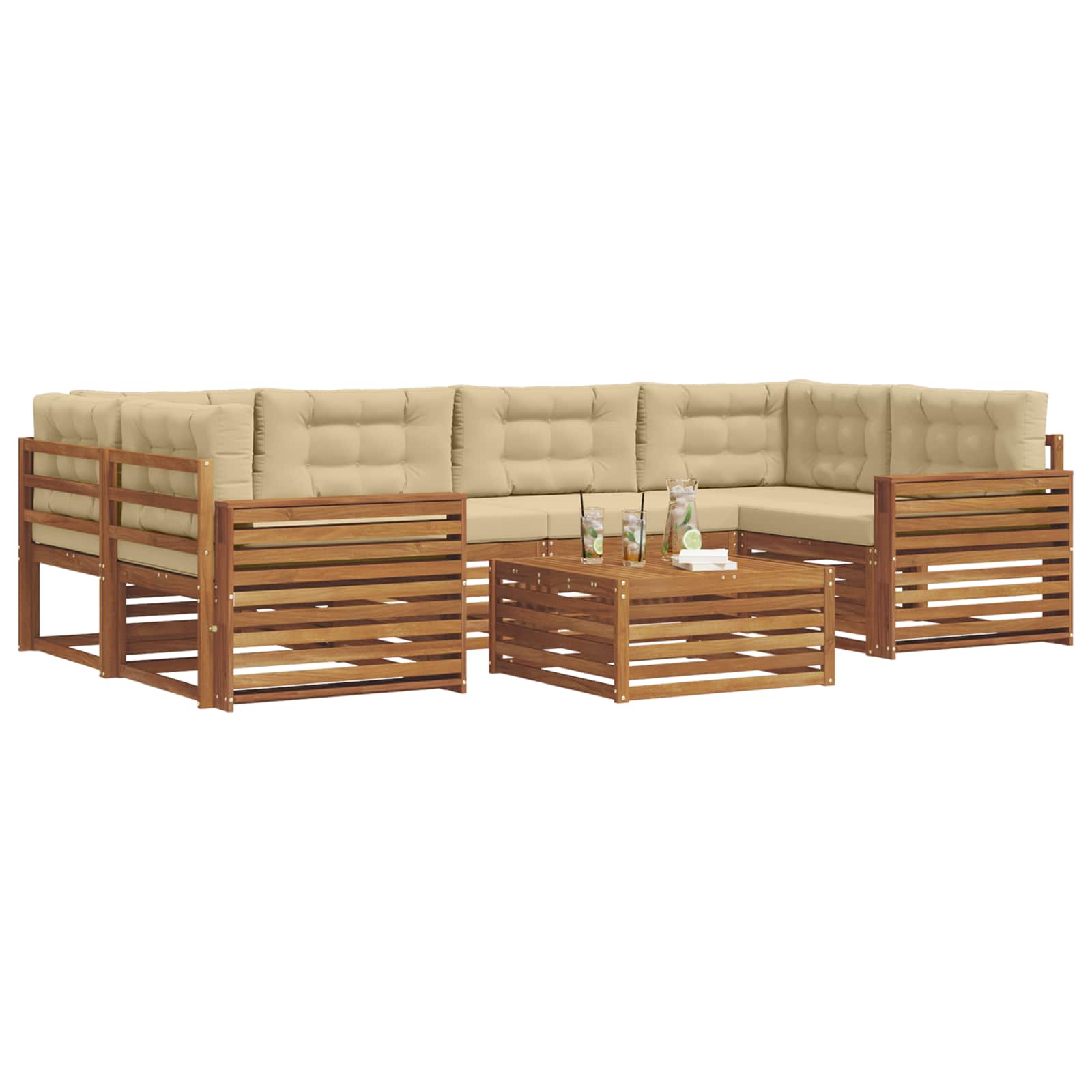 Outdoor-Sofagarnitur 7 stk. Natur und Beige