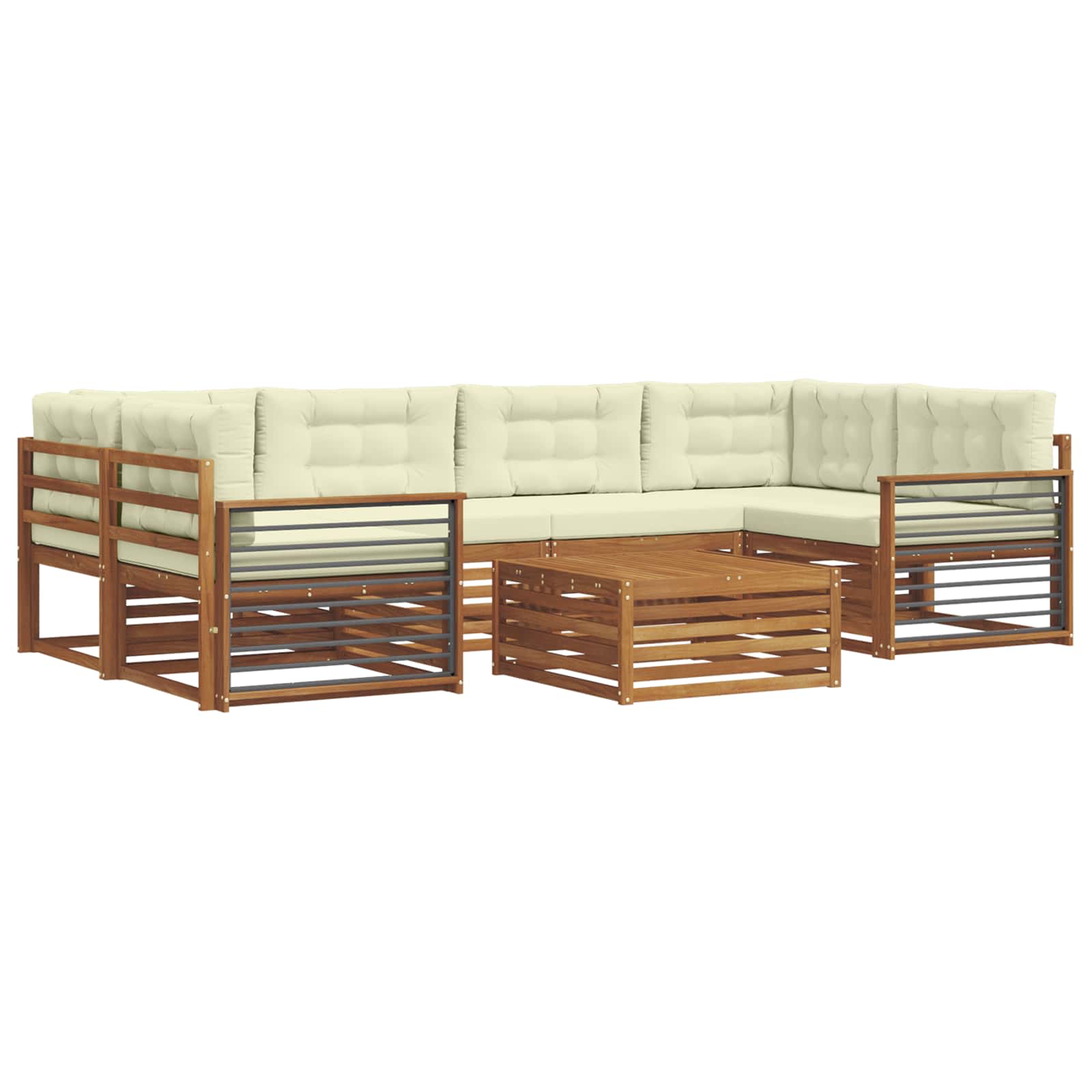 Outdoor-Sofagarnitur 7 stk. Natur und Creme