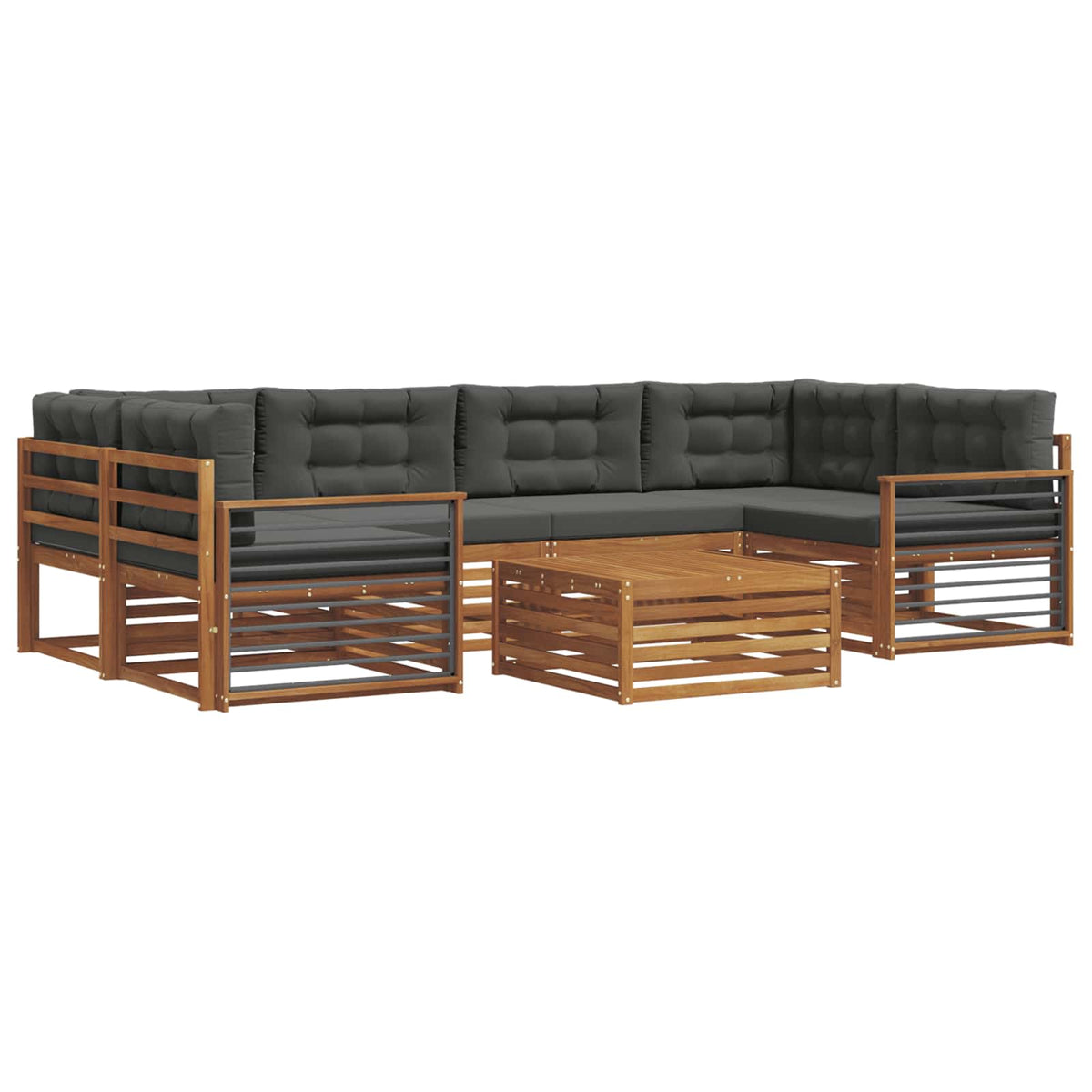 Outdoor-Sofagarnitur 7 stk. Natur und Anthrazit