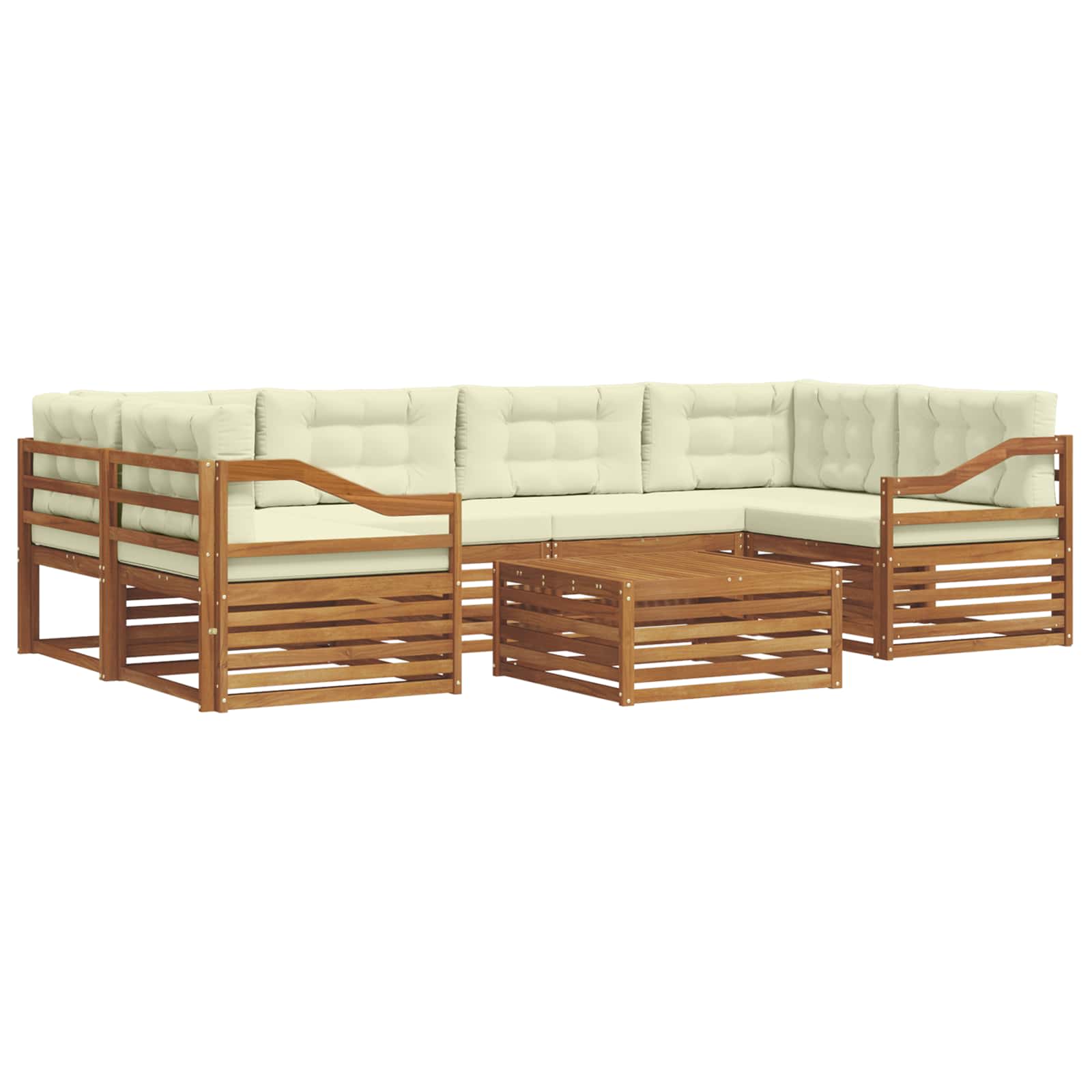 Outdoor-Sofagarnitur mit Kissen 7 pcs Natur und Creme