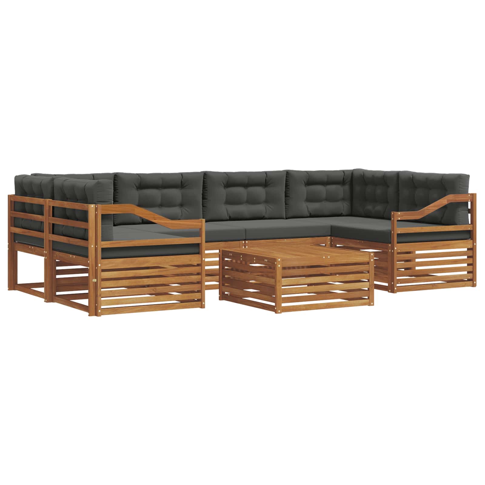 Outdoor-Sofagarnitur 7 stk. Natur und Anthrazit