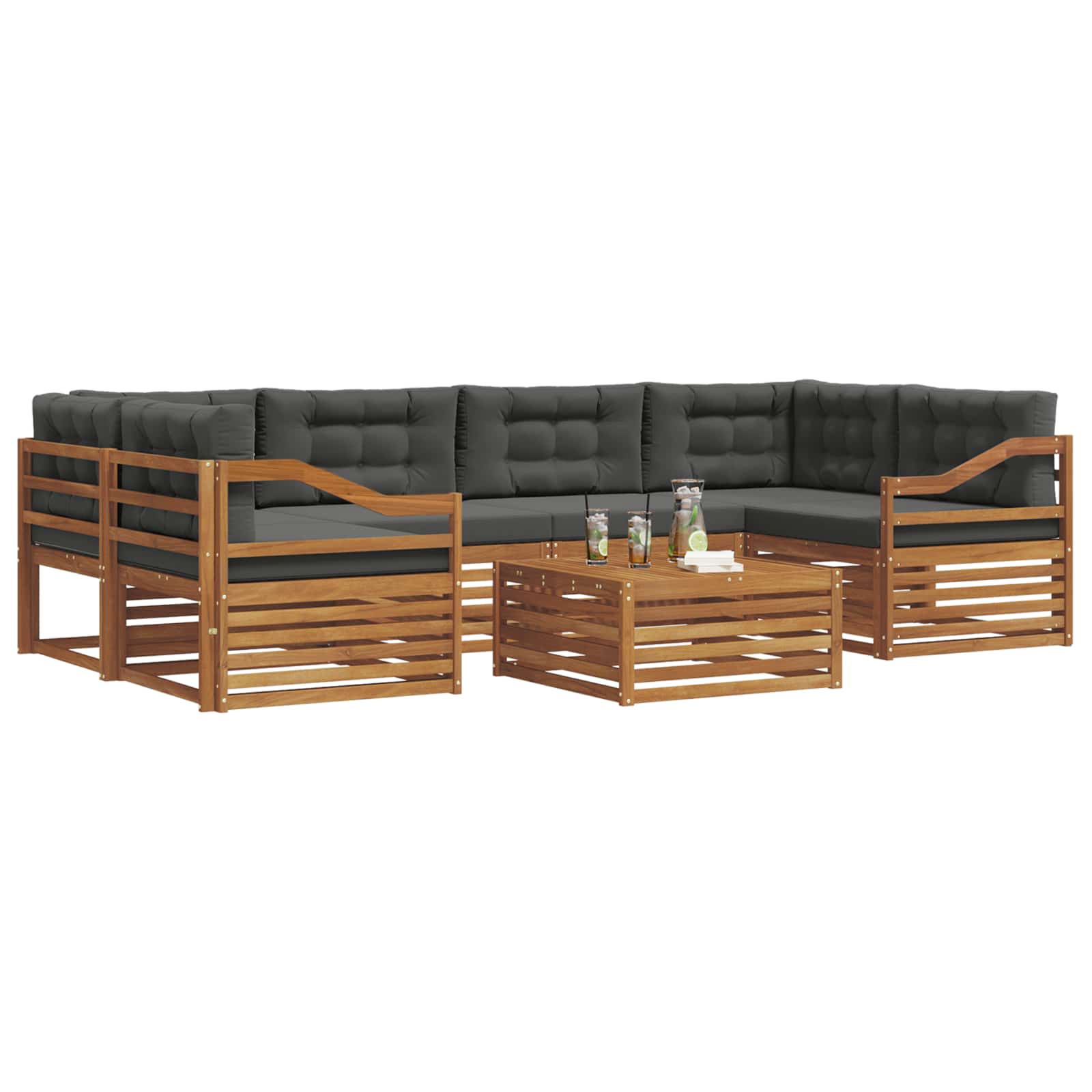 Outdoor-Sofagarnitur 7 stk. Natur und Anthrazit
