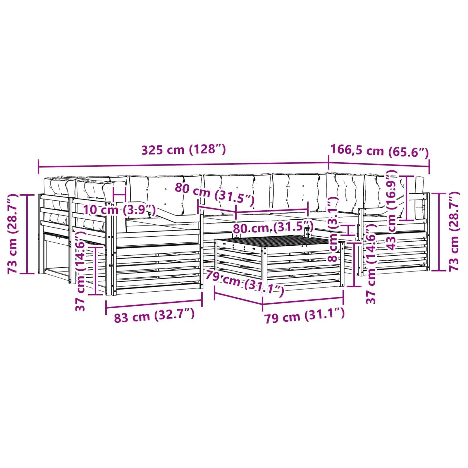 Outdoor-Sofagarnitur 7 stk. Natur und Anthrazit