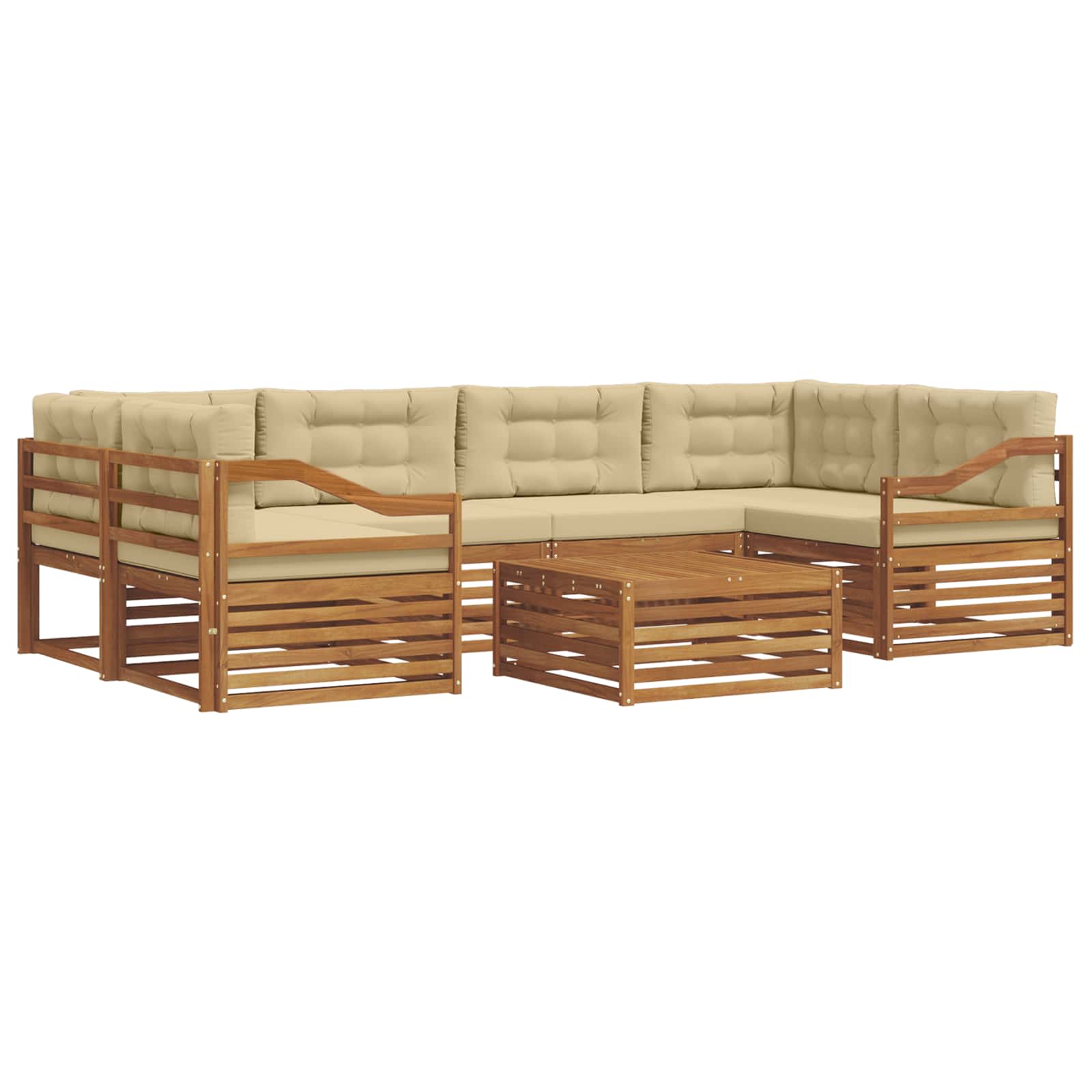 Outdoor-Sofagarnitur 7 stk. Natur und Beige