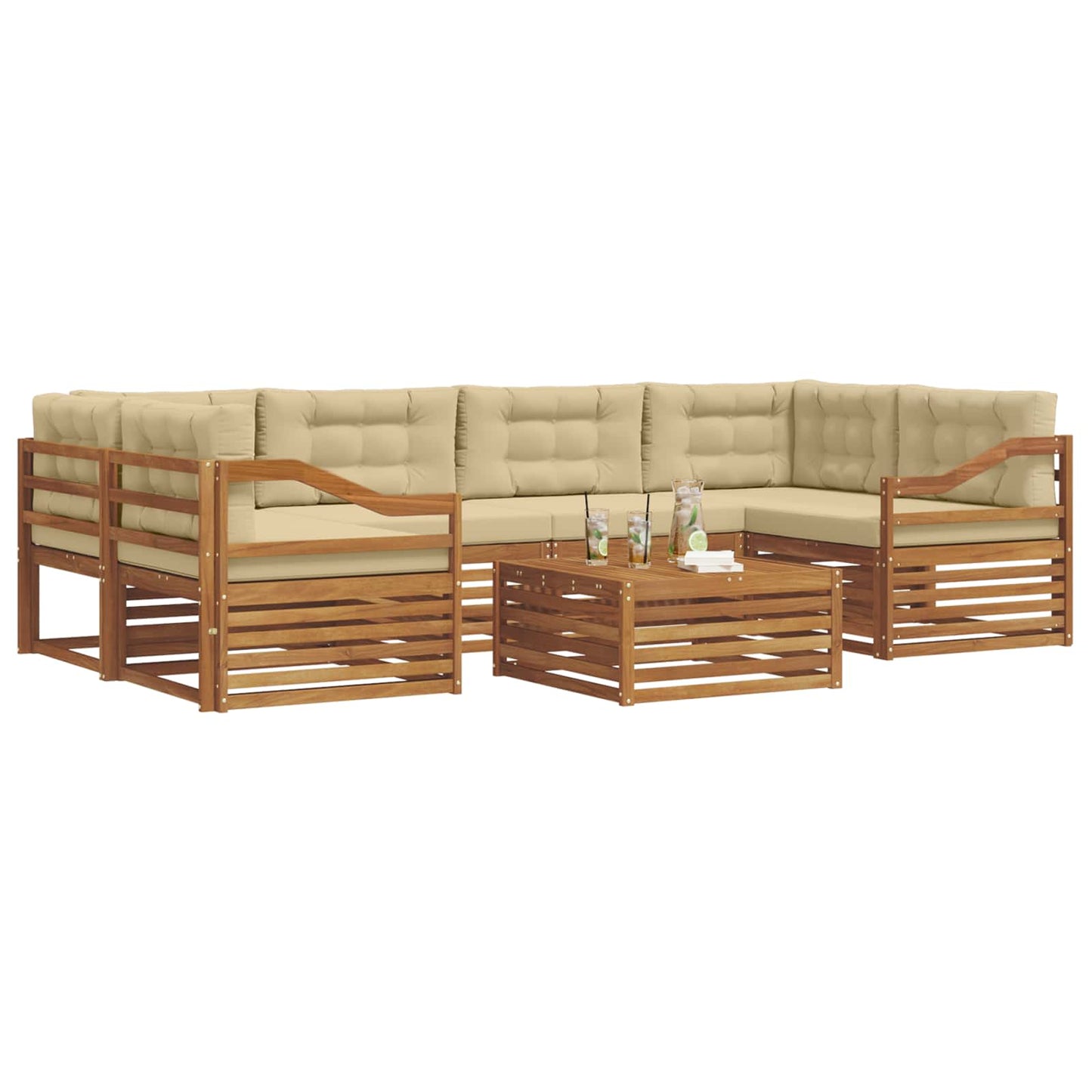 Outdoor-Sofagarnitur 7 stk. Natur und Beige
