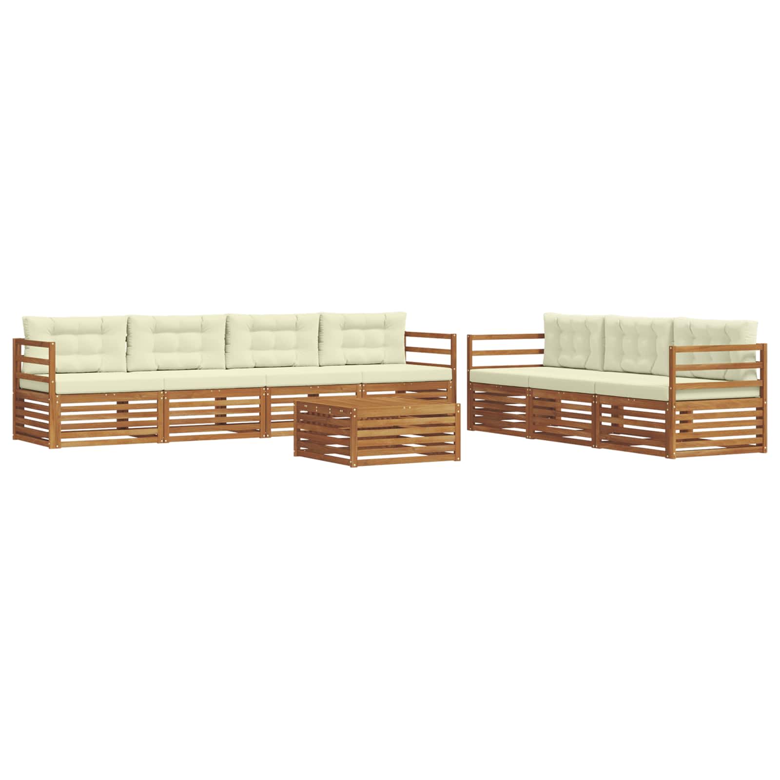 Outdoor-Sofagarnitur mit Kissen 8 pcs Natur und Creme