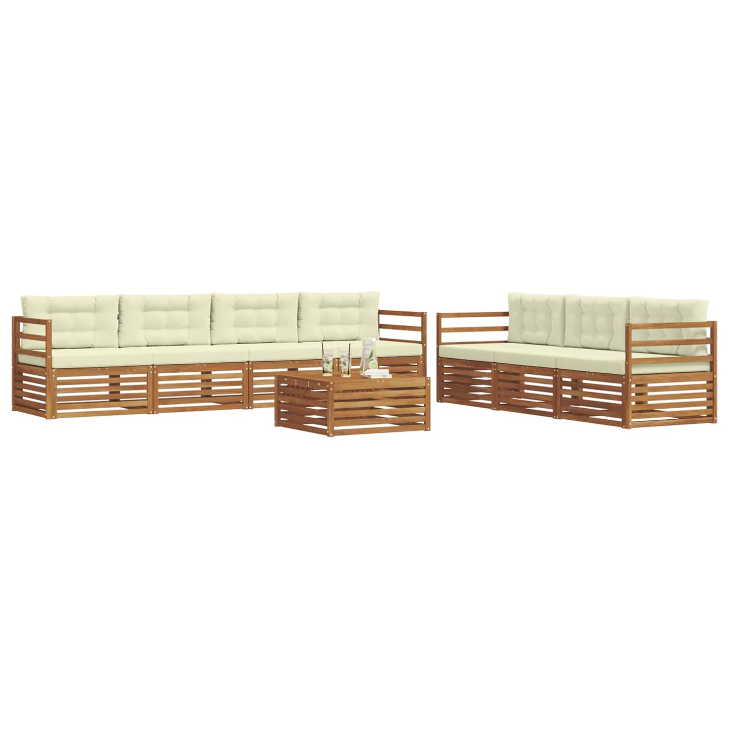 Outdoor-Sofagarnitur mit Kissen 8 pcs Natur und Creme