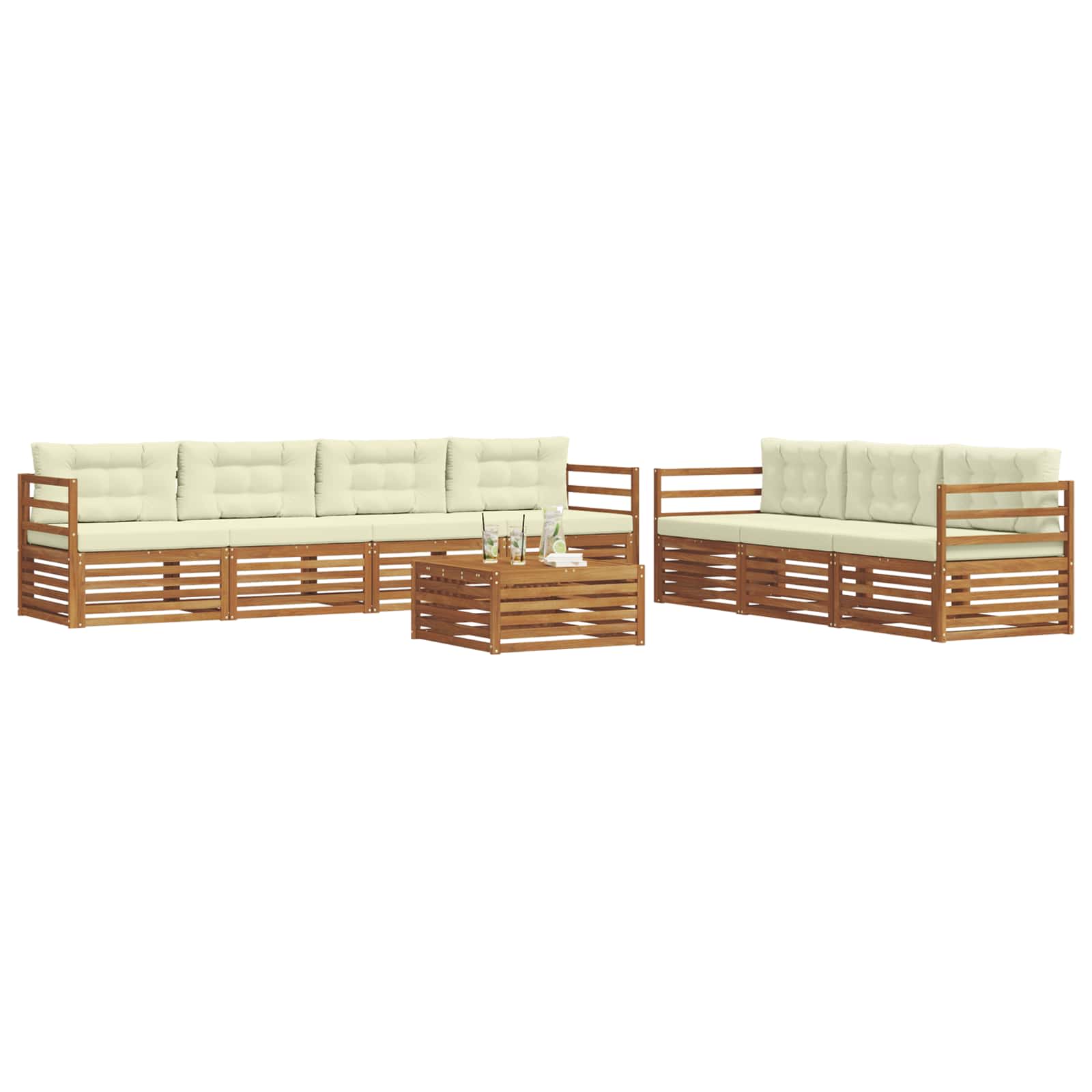 Outdoor-Sofagarnitur mit Kissen 8 pcs Natur und Creme