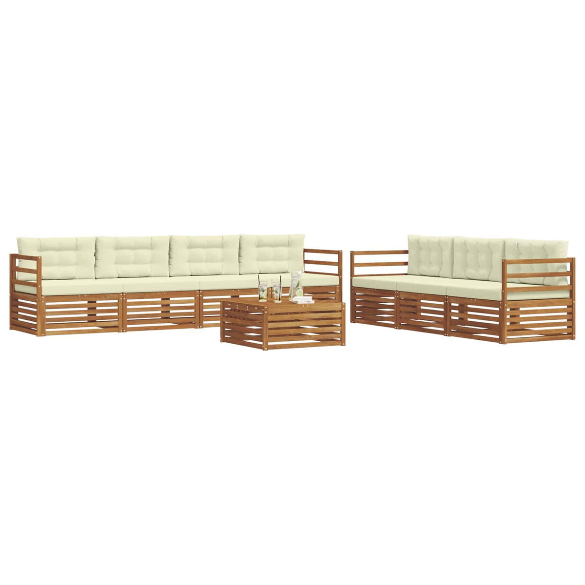 Outdoor-Sofagarnitur 8 stk. Natur und Creme