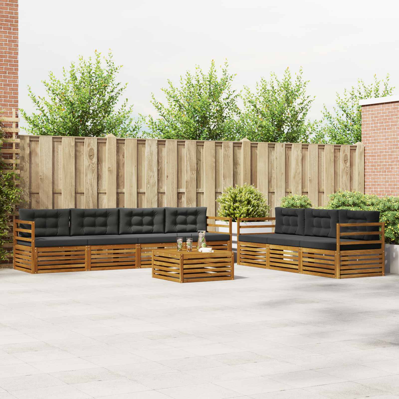 Outdoor-Sofagarnitur 8 stk. Natur und Anthrazit