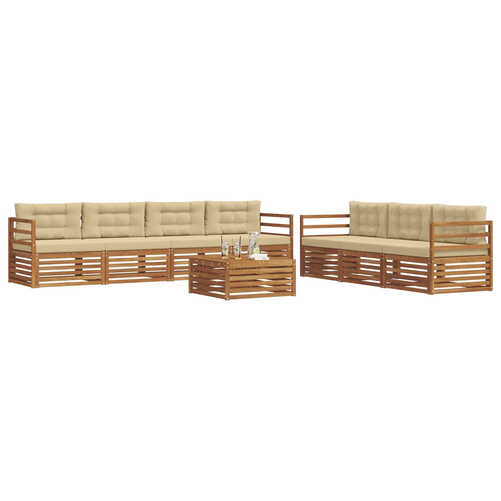 Outdoor-Sofagarnitur 8 stk. Natur und Beige