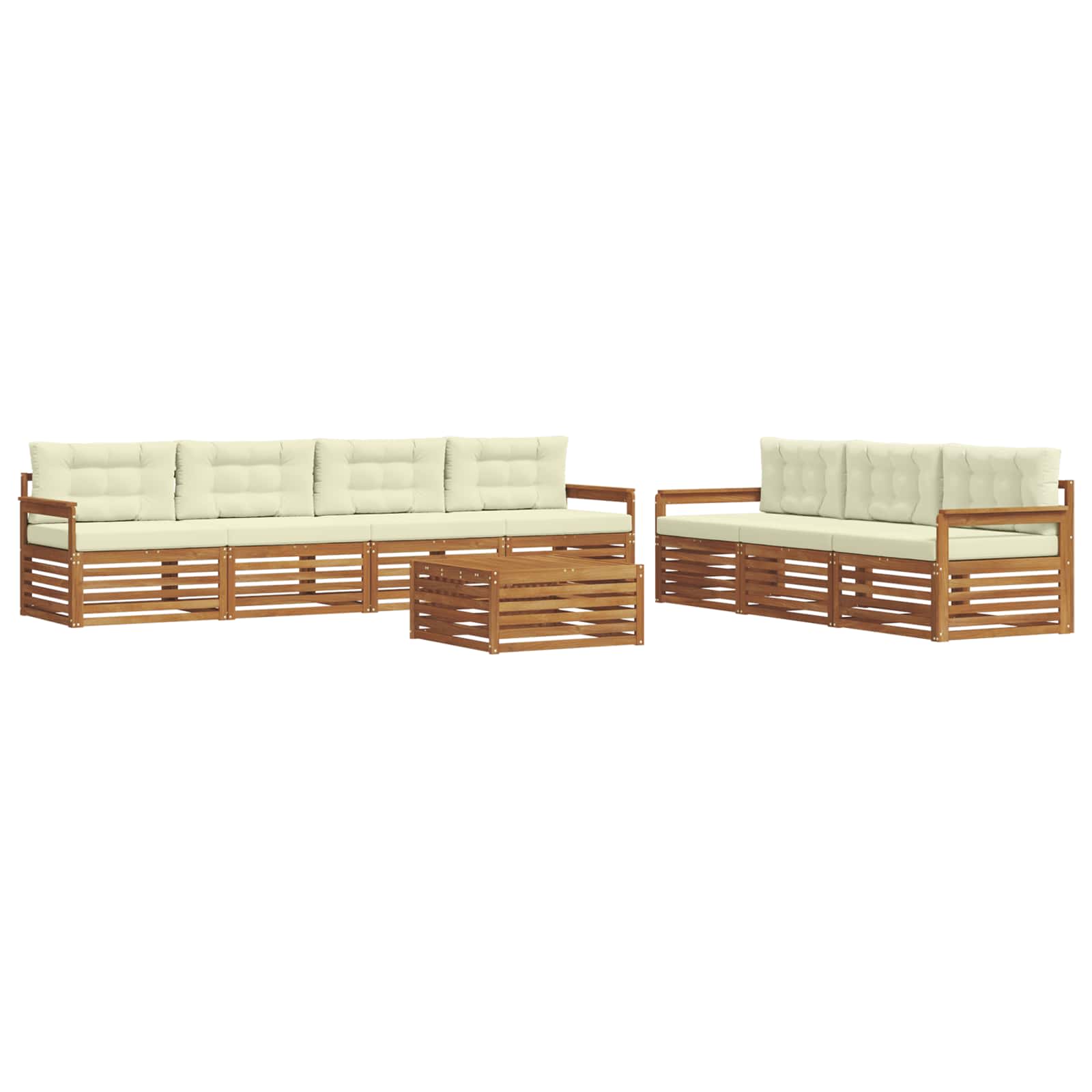Outdoor-Sofagarnitur mit Kissen 8 pcs Natur und Creme