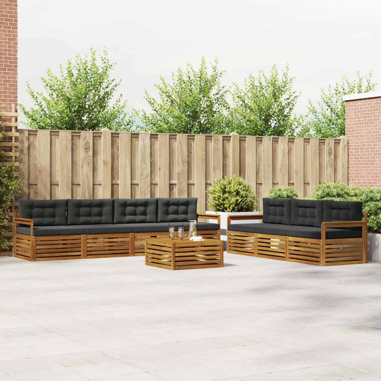 Outdoor-Sofagarnitur 8 stk. Natur und Anthrazit