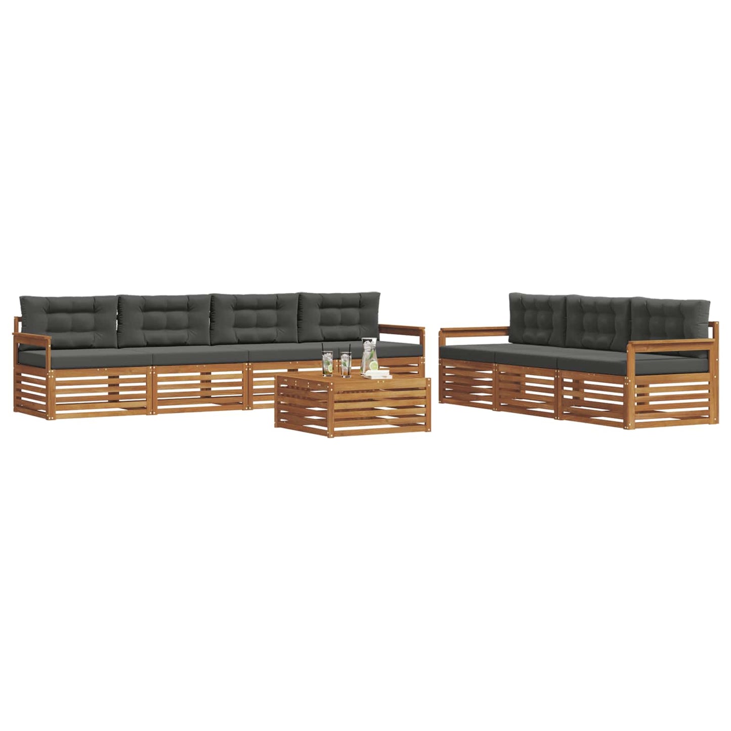 Outdoor-Sofagarnitur 8 stk. Natur und Anthrazit